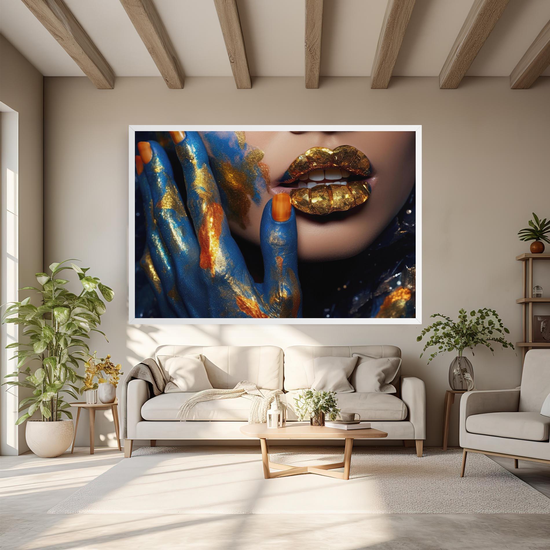 Tablou Canvas Blue Hand Lips mockup 6