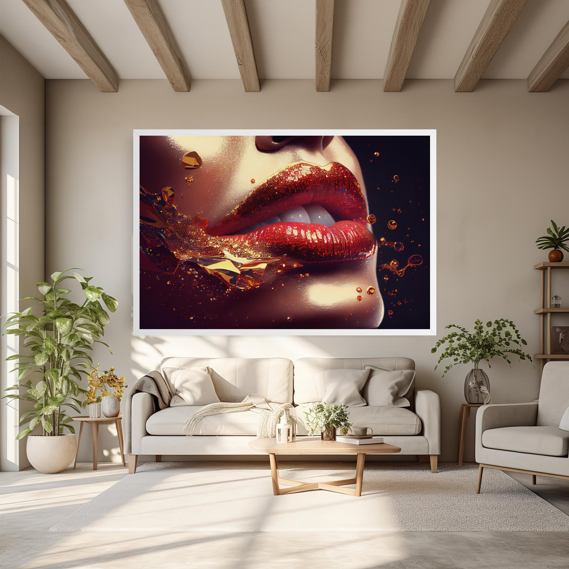 Tablou Canvas Gold Glitter Lips mockup 6