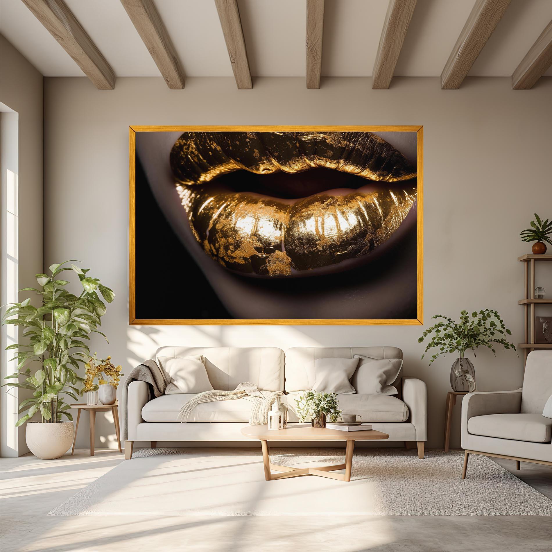 Tablou Canvas Big Gold Lips mockup 6