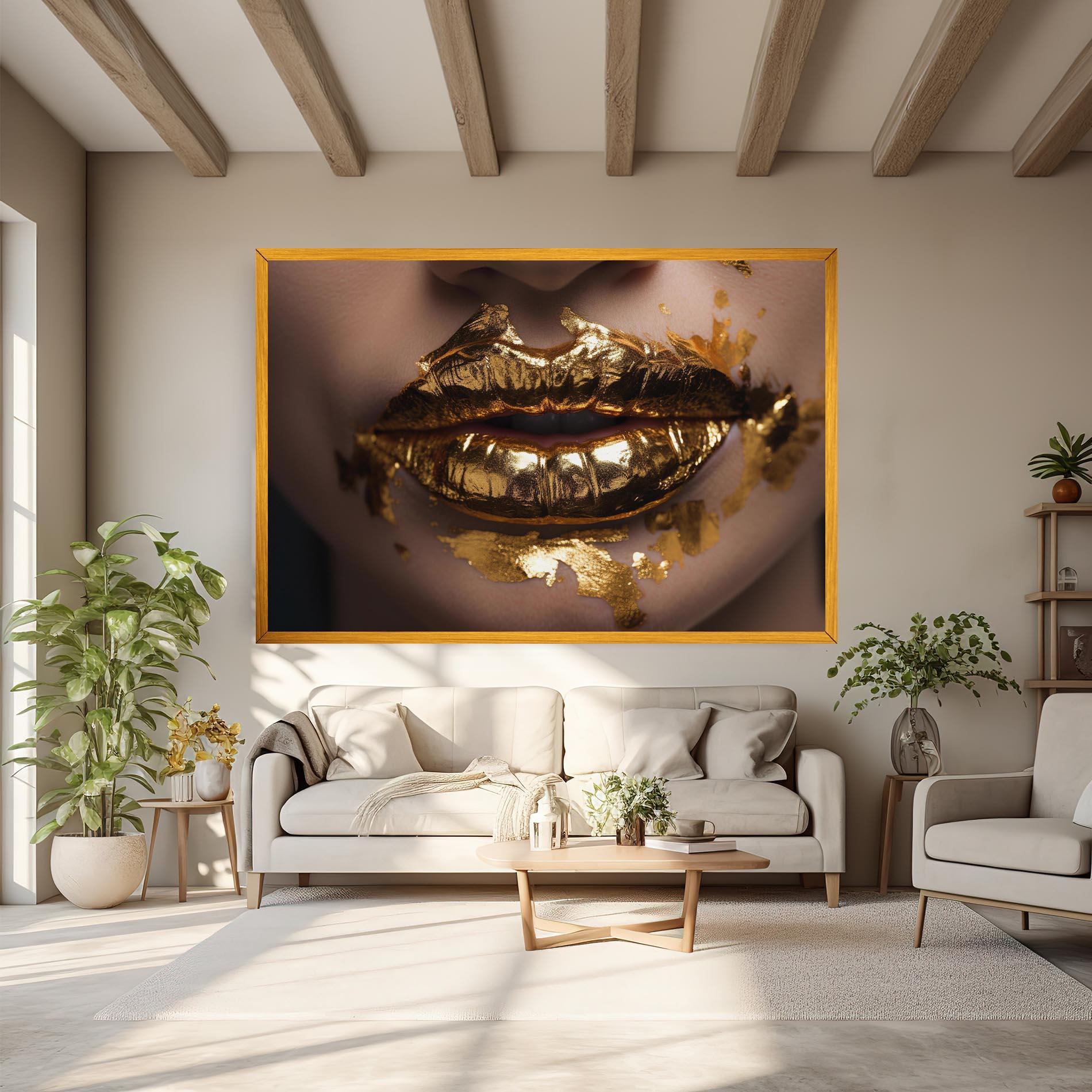 Tablou Canvas Close Gold Lips mockup 6
