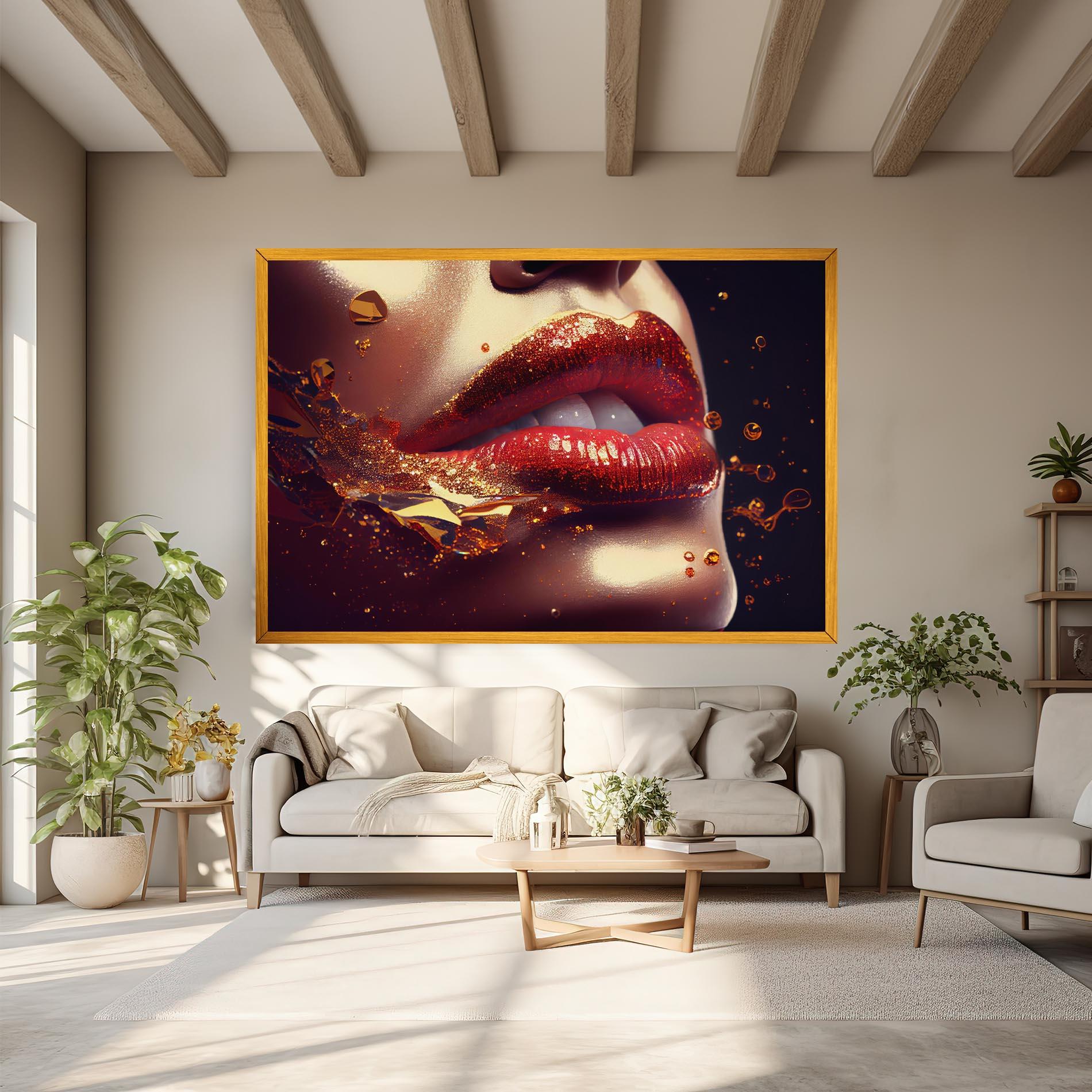 Tablou Canvas Gold Glitter Lips mockup 6
