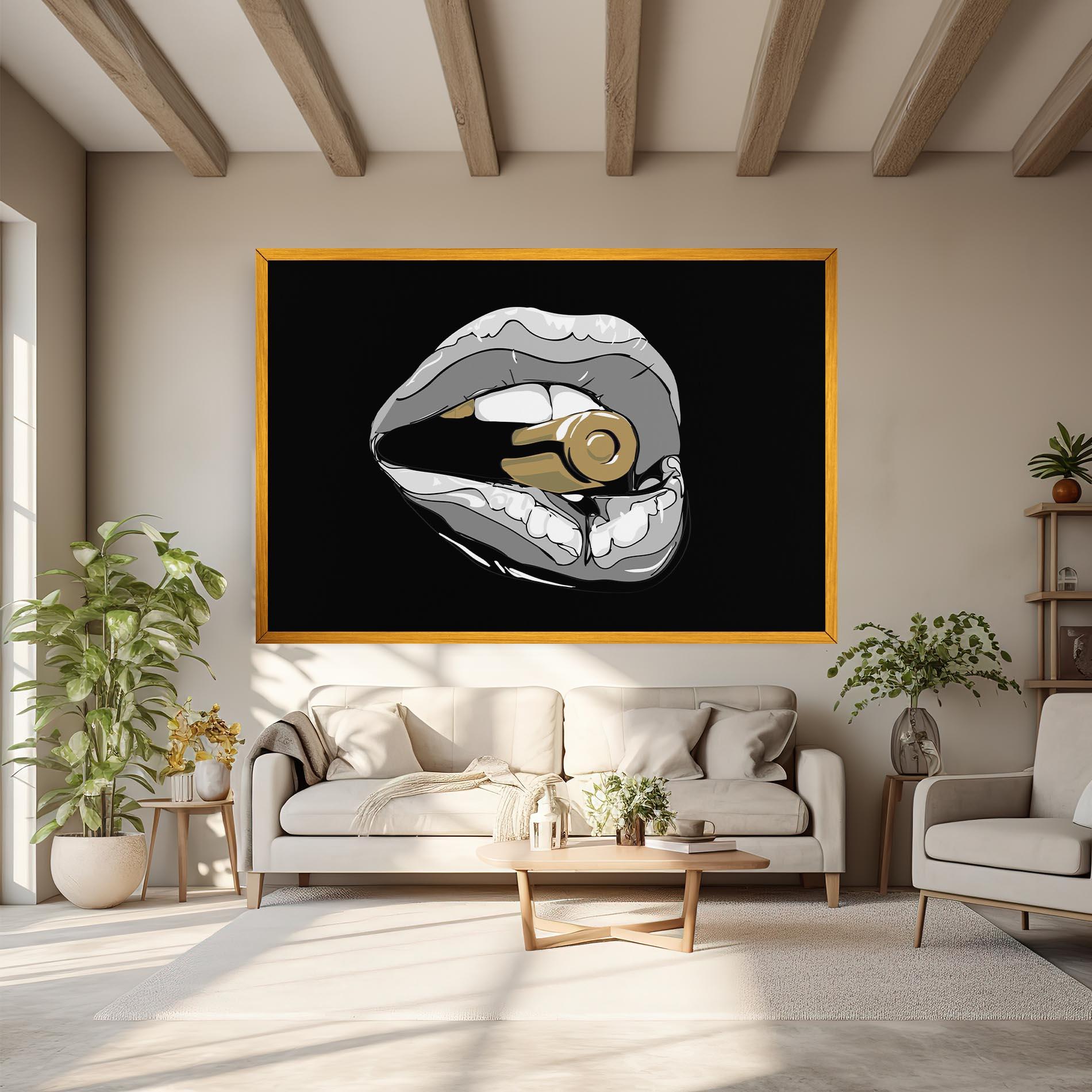 Tablou Canvas Grey Bullet Lips mockup 6