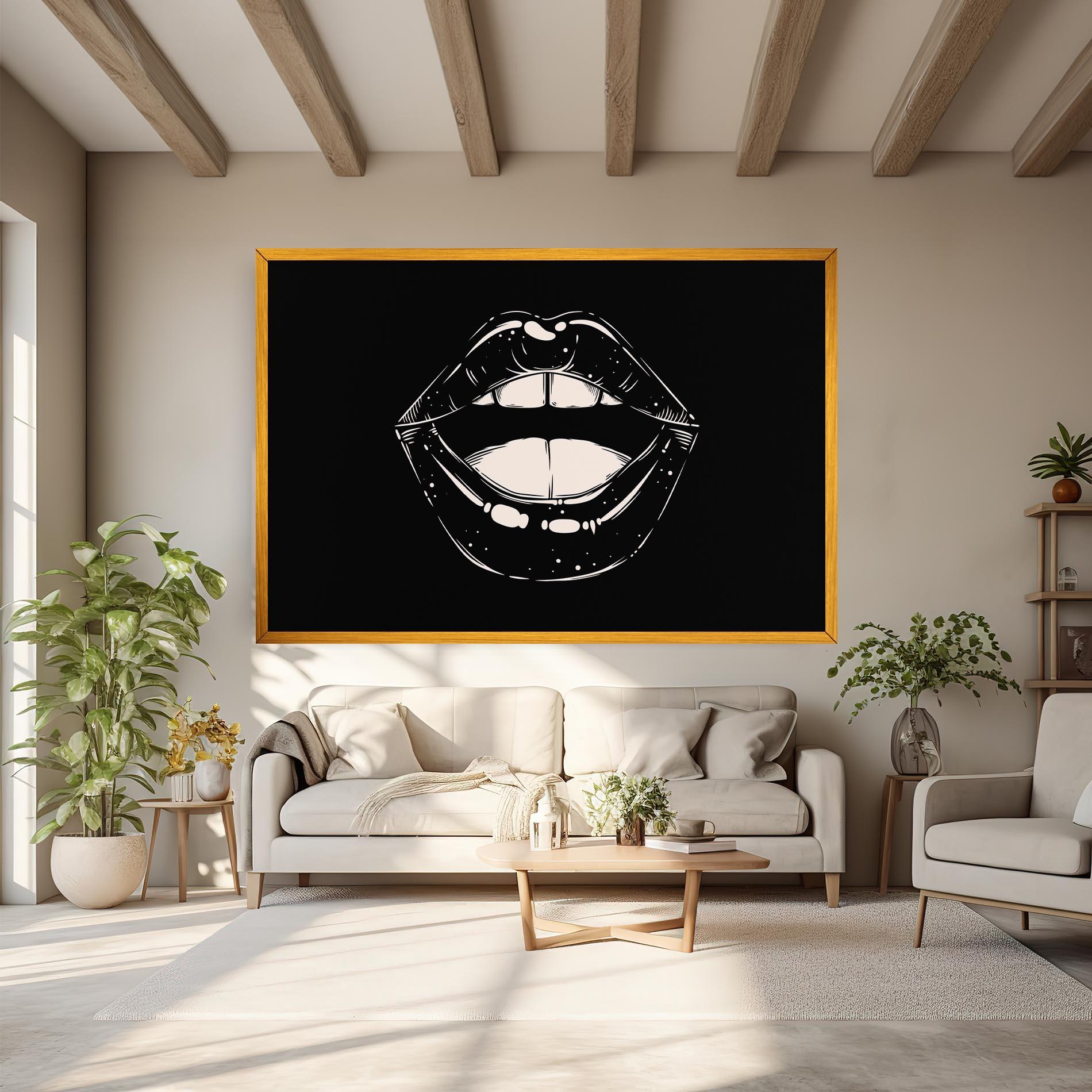 Tablou Canvas Lips On Black mockup 6