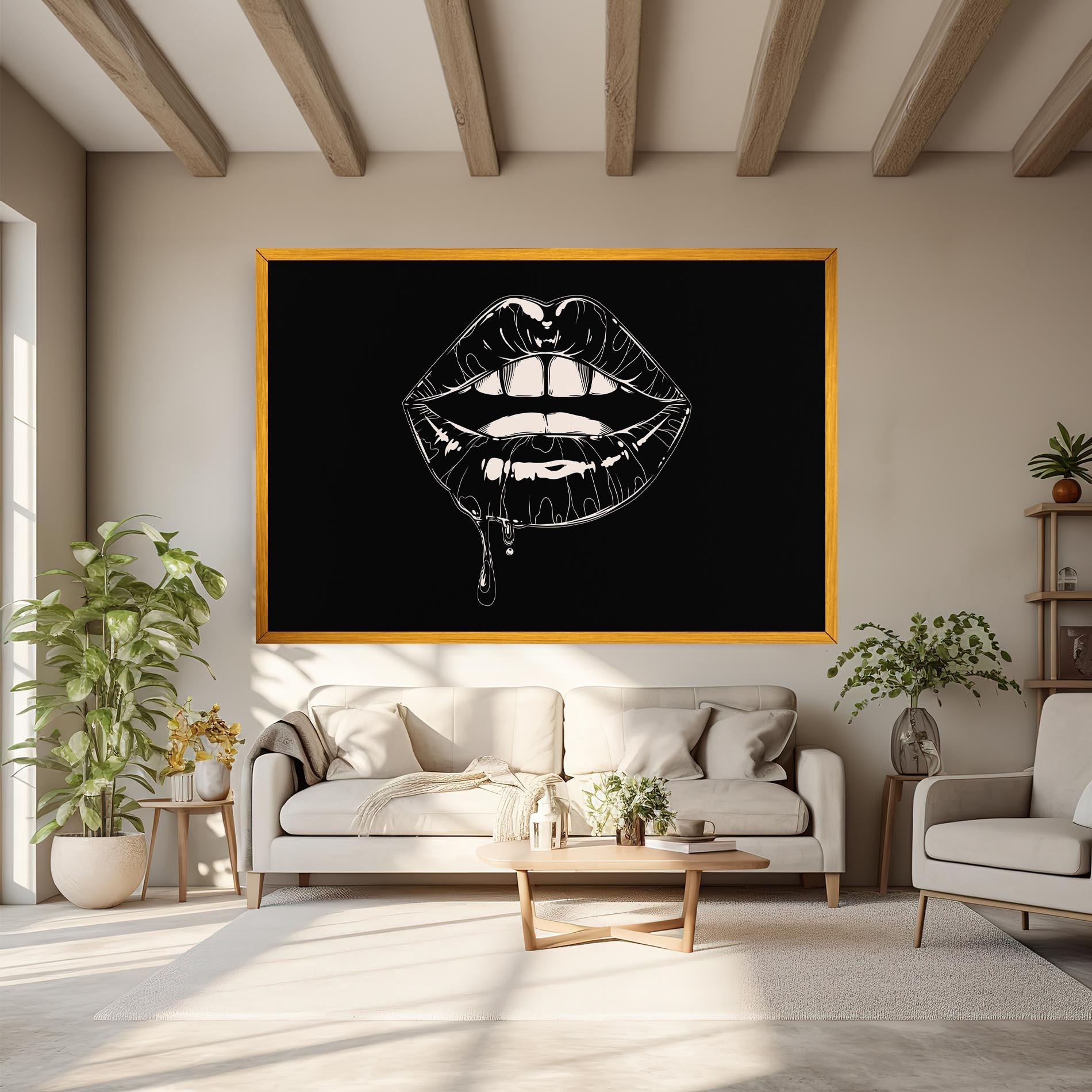 Tablou Canvas Open Lips On Black mockup 6