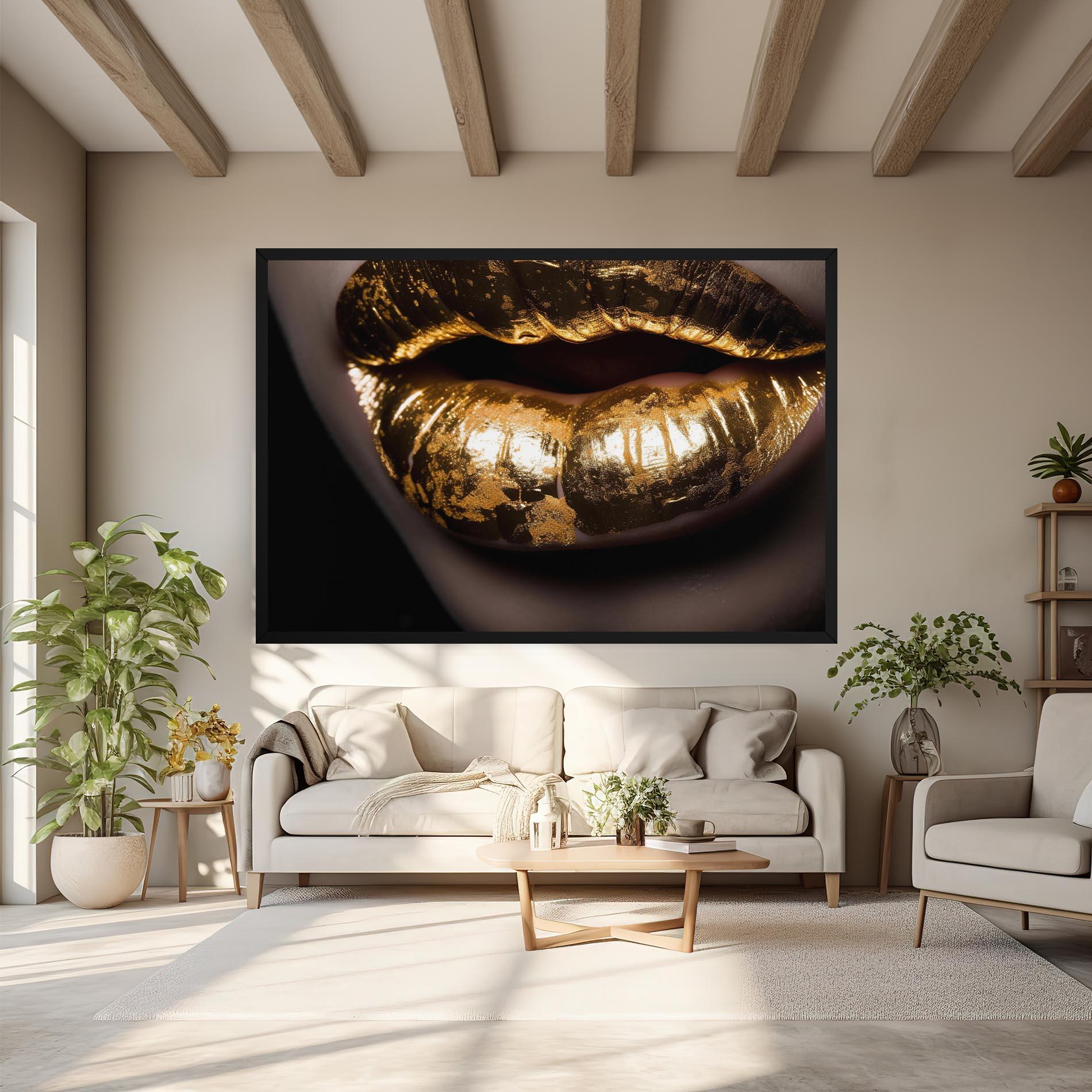 Tablou Canvas Big Gold Lips mockup 6