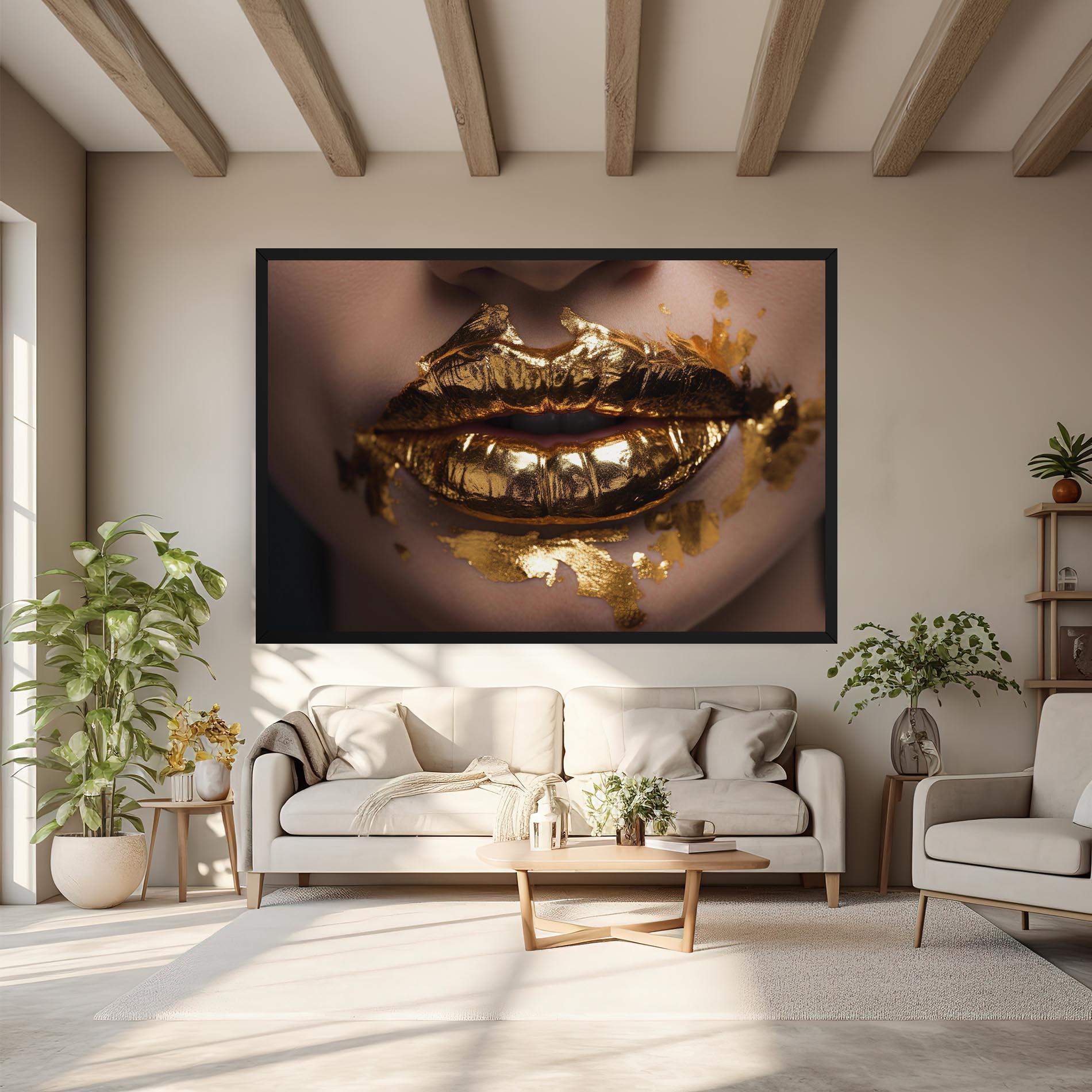Tablou Canvas Close Gold Lips mockup 6
