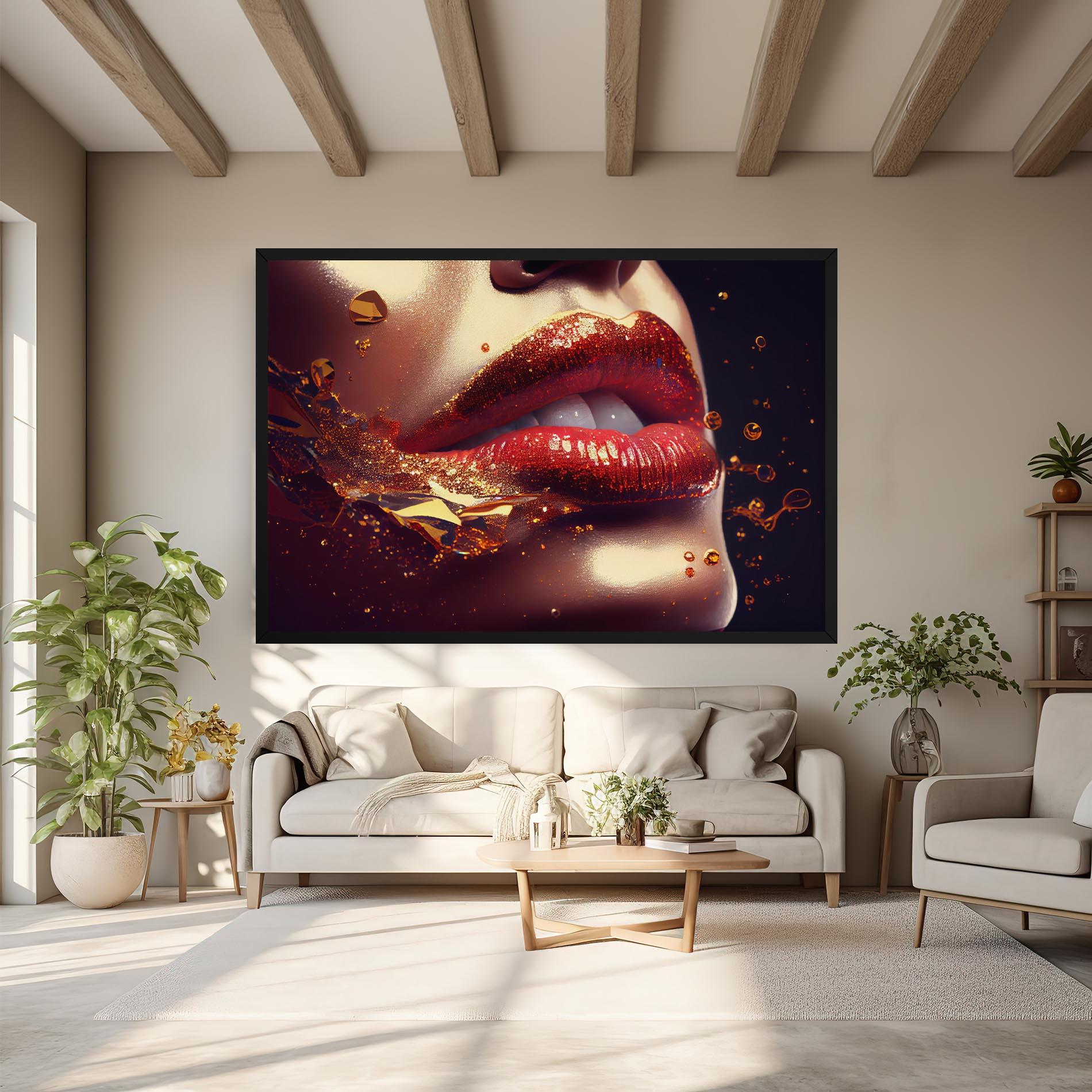 Tablou Canvas Gold Glitter Lips mockup 6