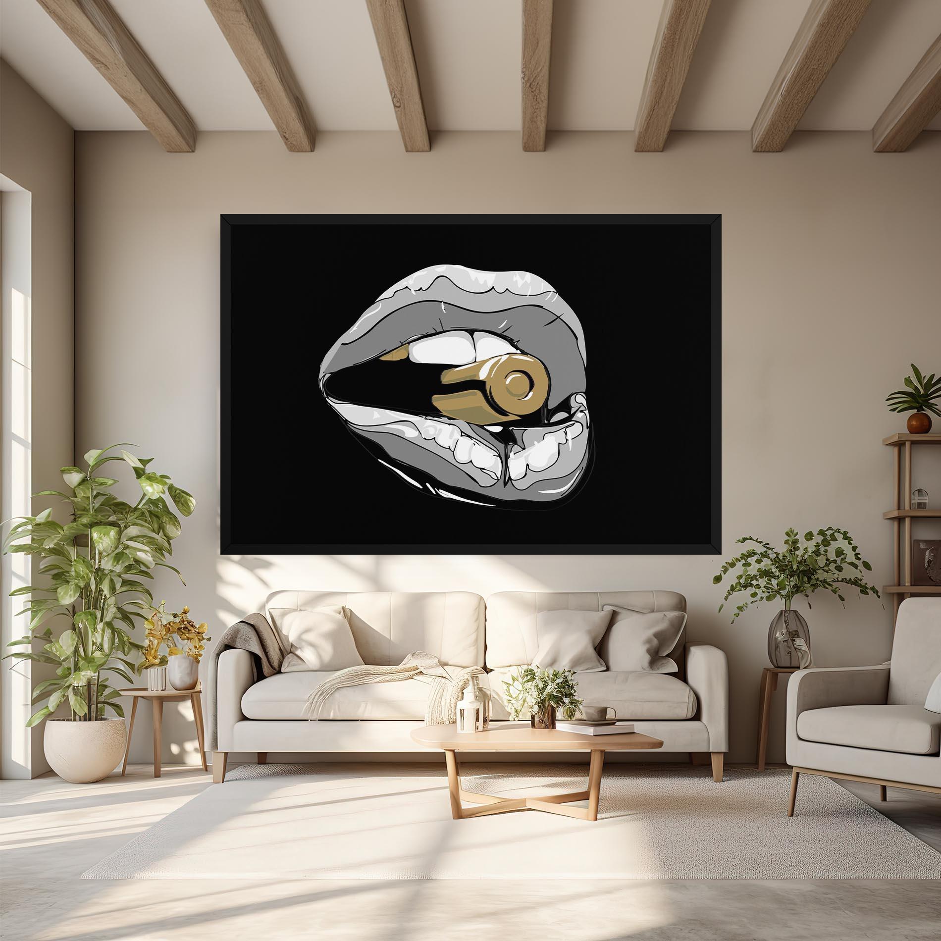 Tablou Canvas Grey Bullet Lips mockup 6