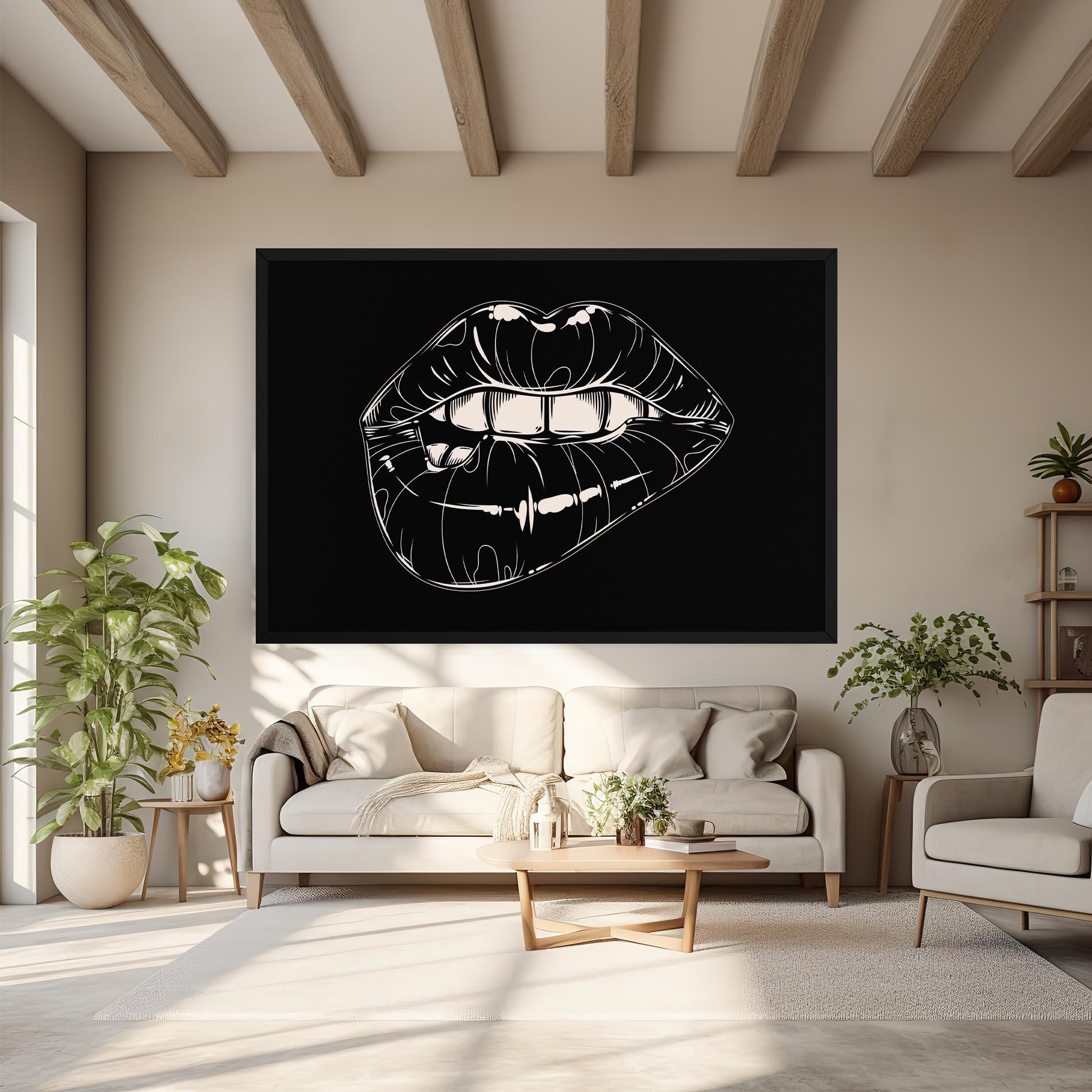 Tablou Canvas Juicy Lips On Black mockup 6