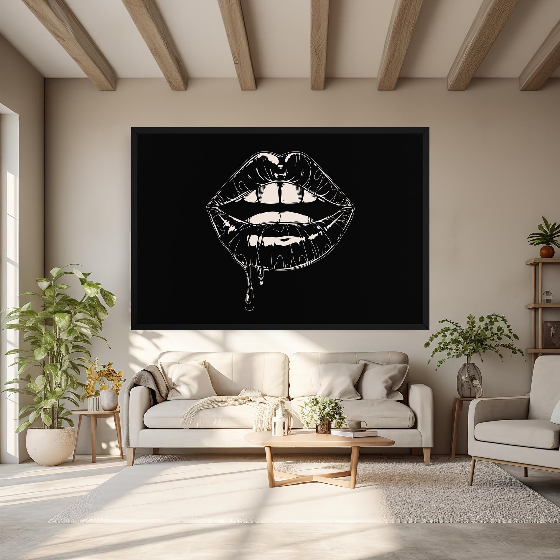 Tablou Canvas Open Lips On Black mockup 6
