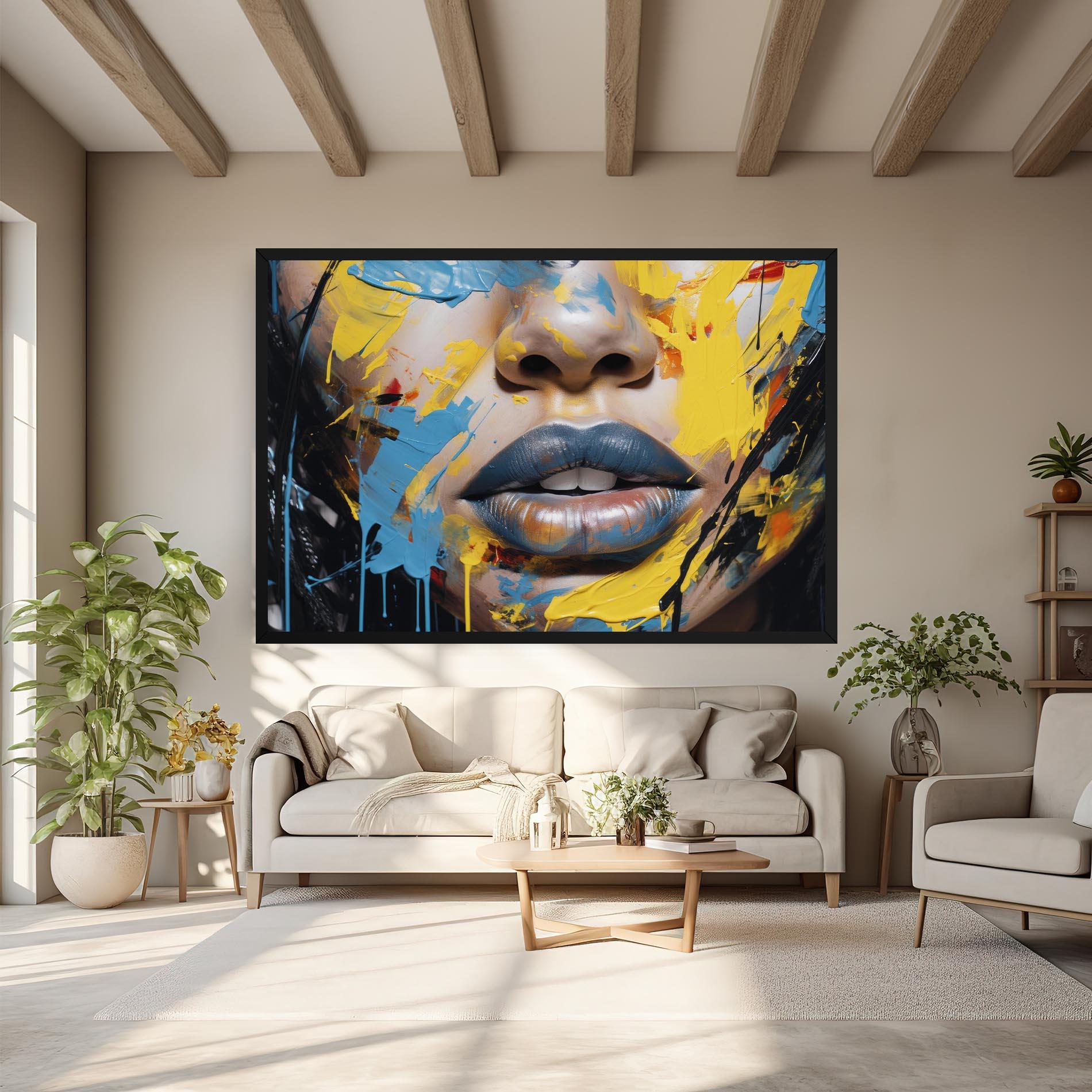 Tablou Canvas Yellow Blue Lips Art mockup 6