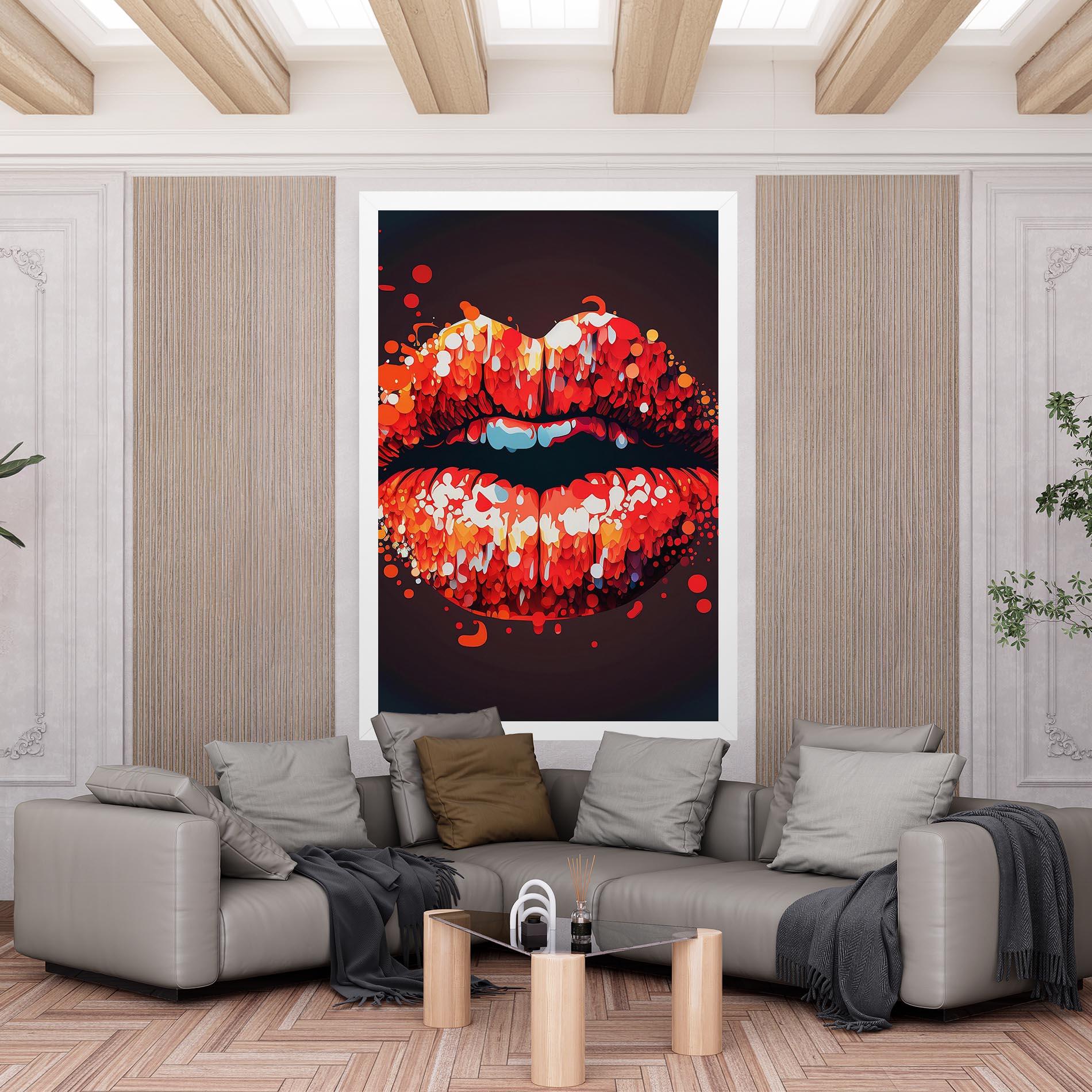 Tablou Canvas Red Lips With Word Lips It mockup 6