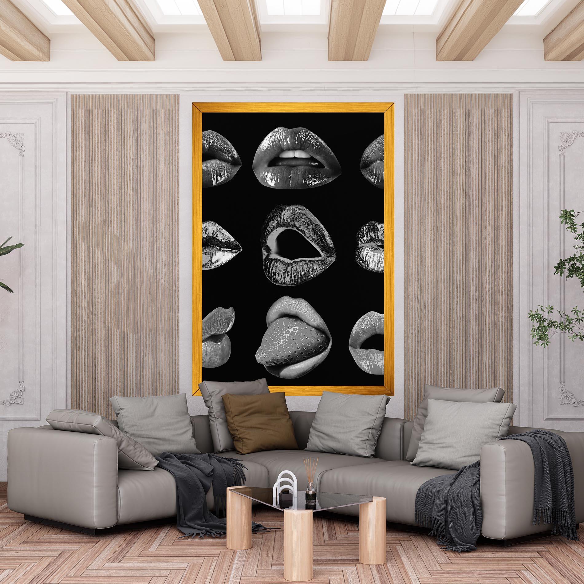 Tablou Canvas Grey Lips Collage mockup 6