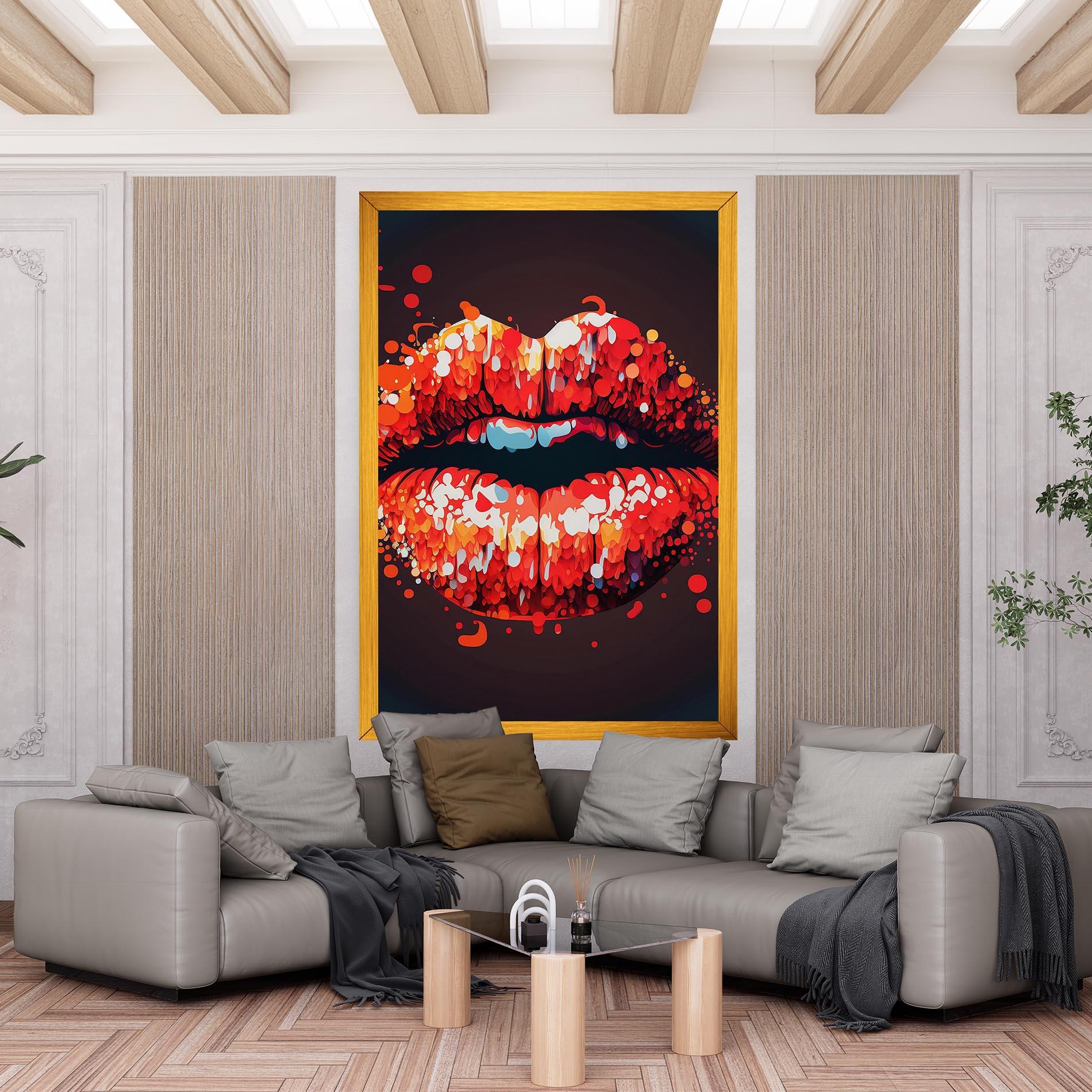 Tablou Canvas Red Lips With Word Lips It mockup 6