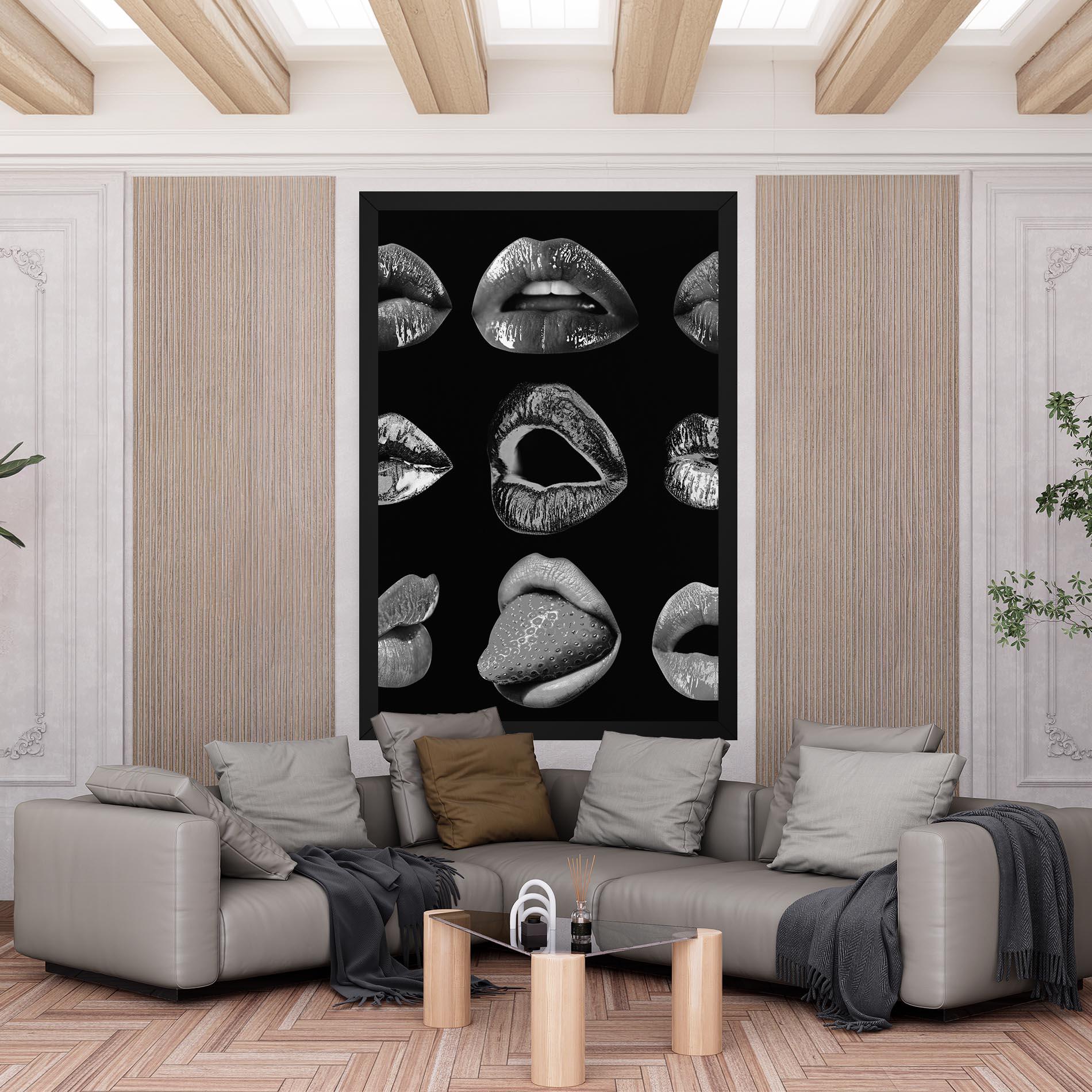 Tablou Canvas Grey Lips Collage mockup 6