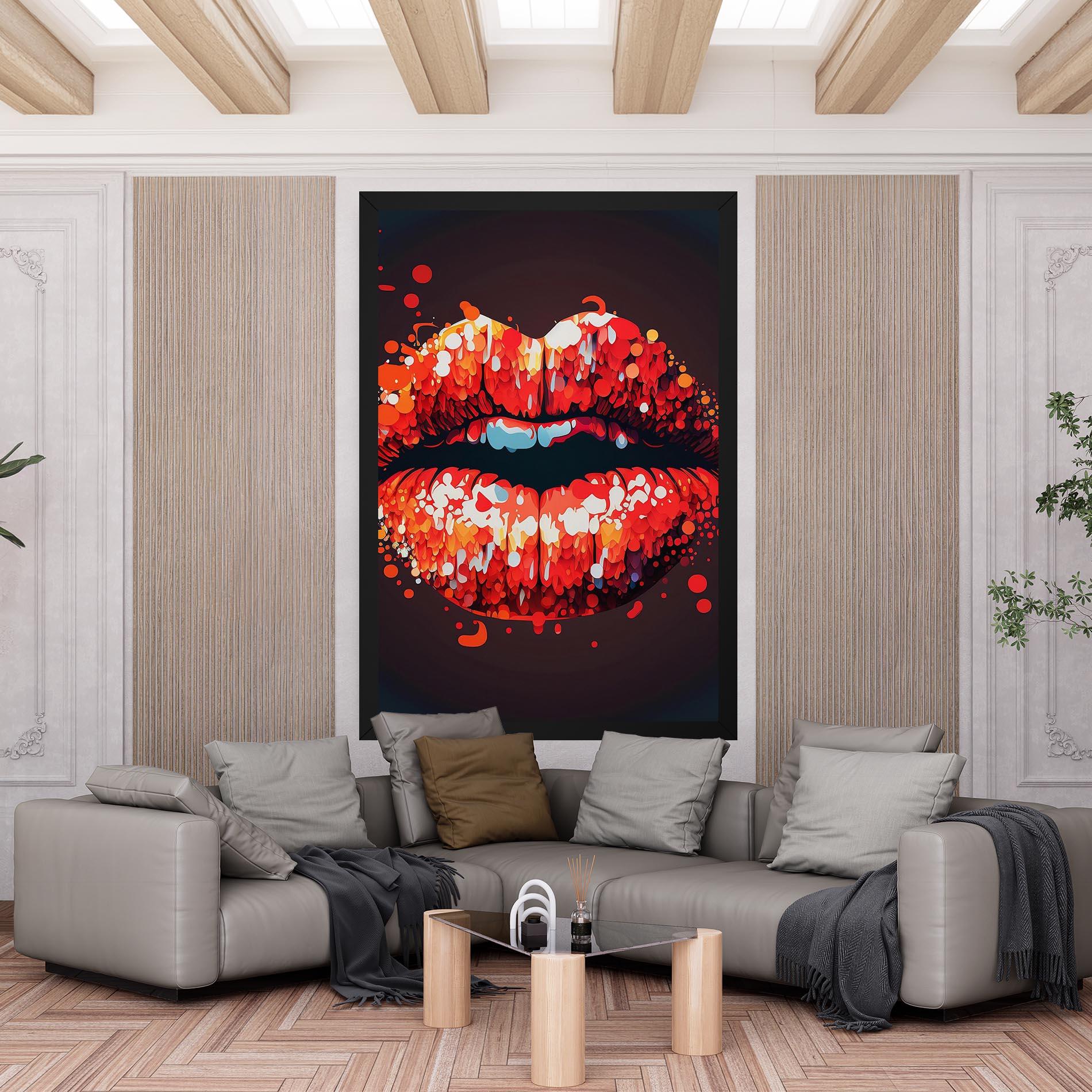 Tablou Canvas Red Lips With Word Lips It mockup 6