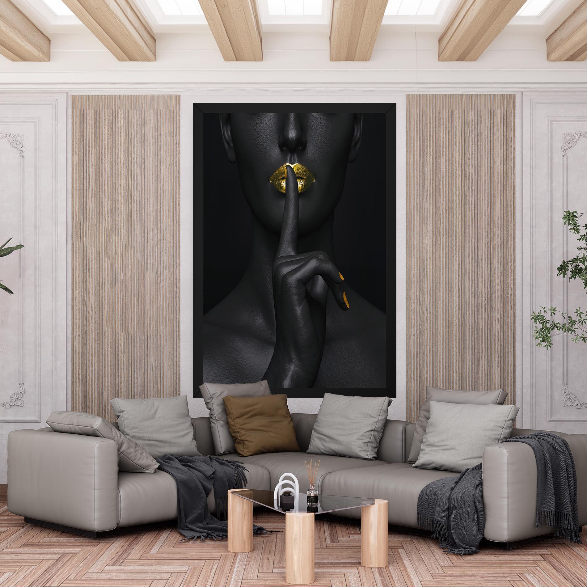 Tablou Canvas Silence Lips Portrait mockup 6