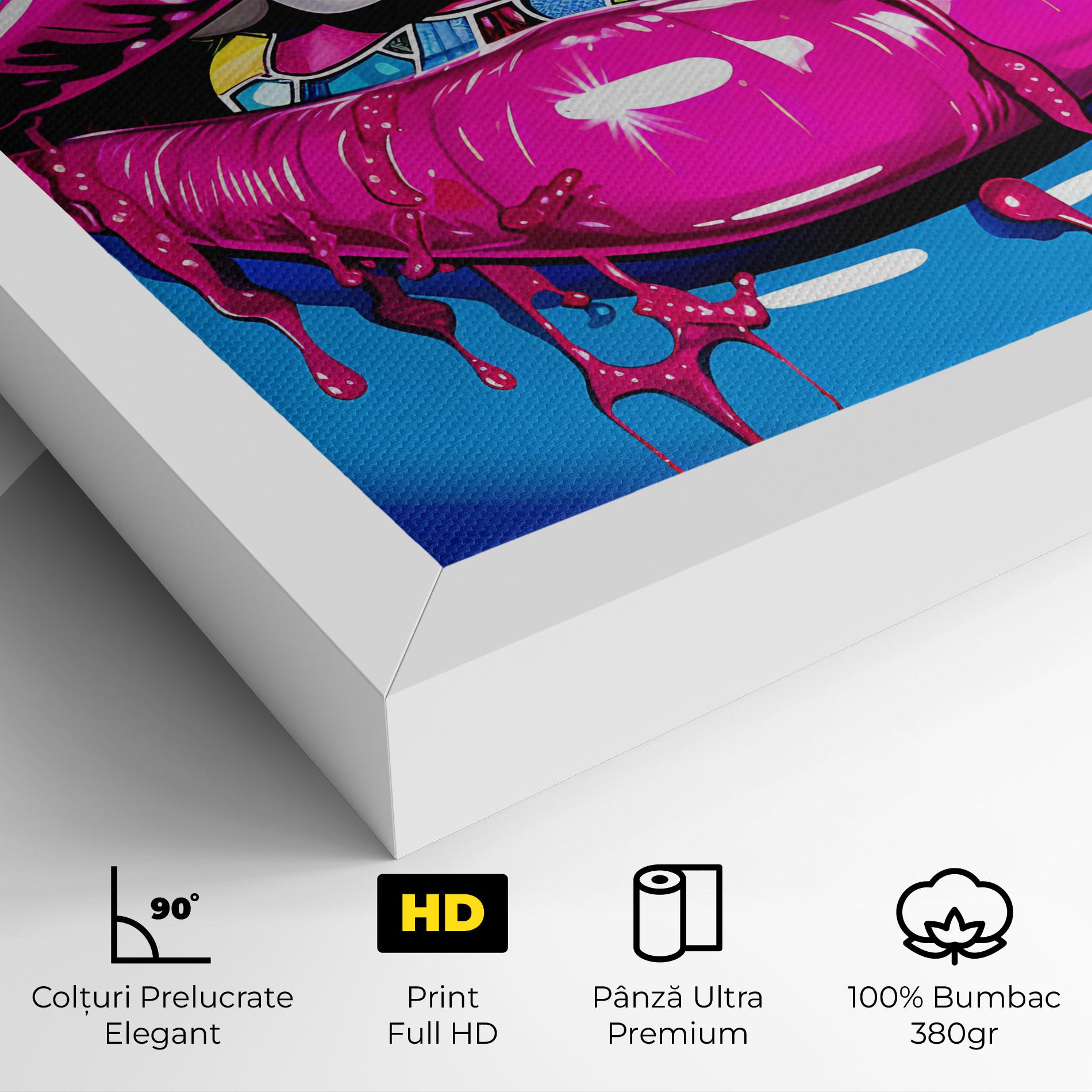 Tablou Canvas Blue Pink Lips Art mockup 4