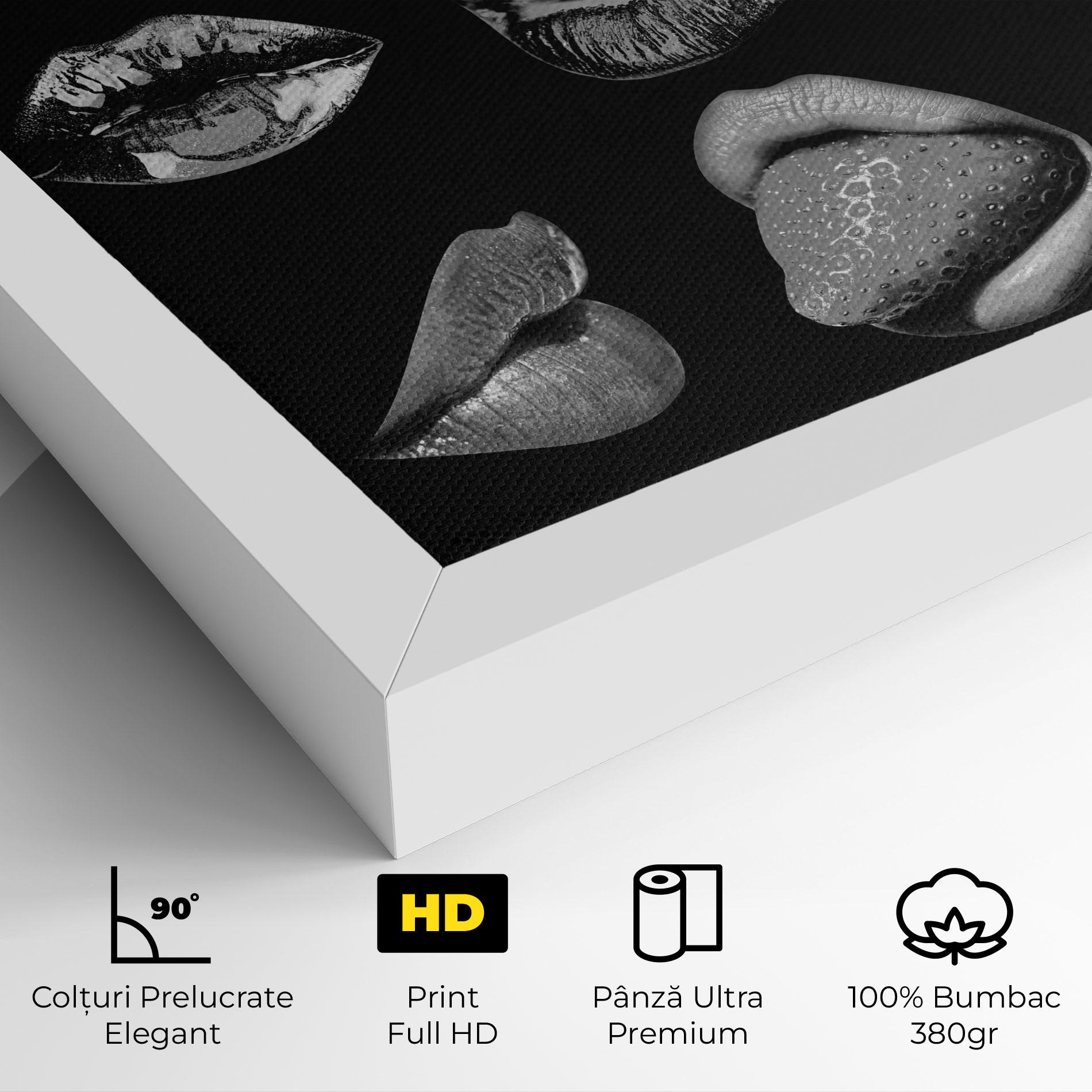 Tablou Canvas Grey Lips Collage mockup 4