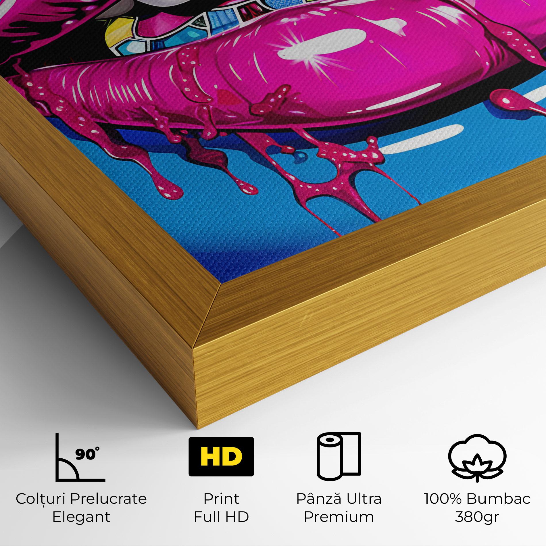 Tablou Canvas Blue Pink Lips Art mockup 4