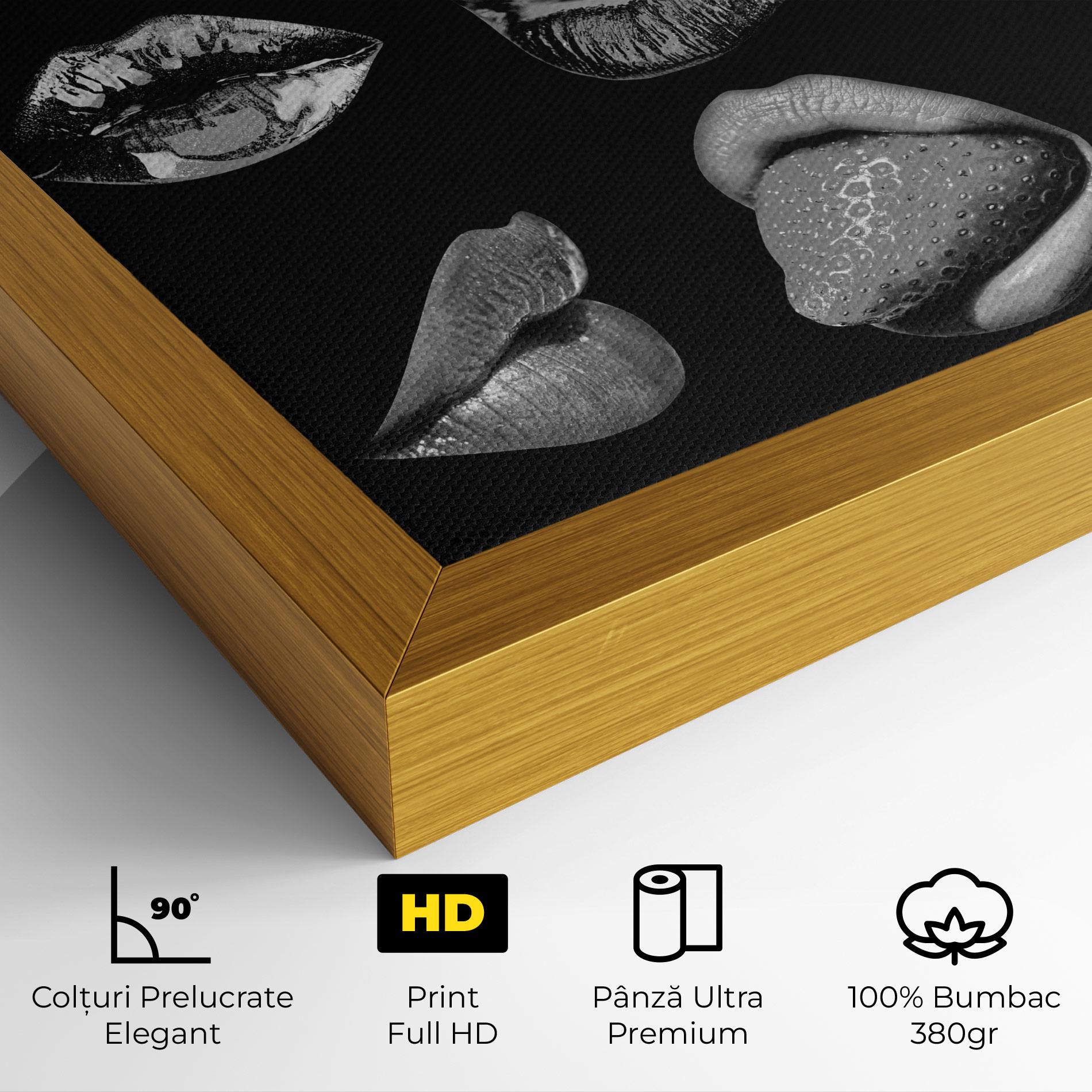 Tablou Canvas Grey Lips Collage mockup 4