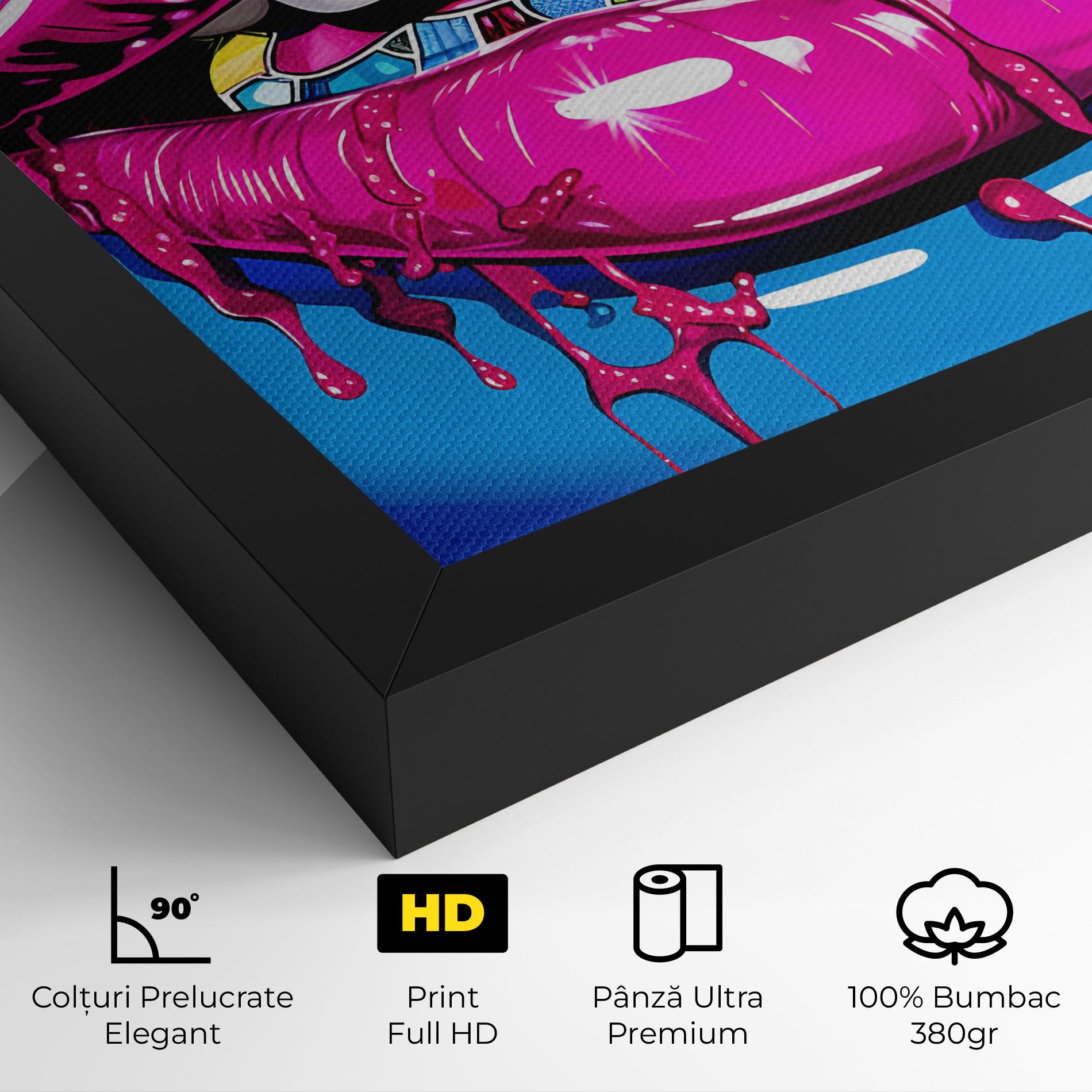 Tablou Canvas Blue Pink Lips Art mockup 4