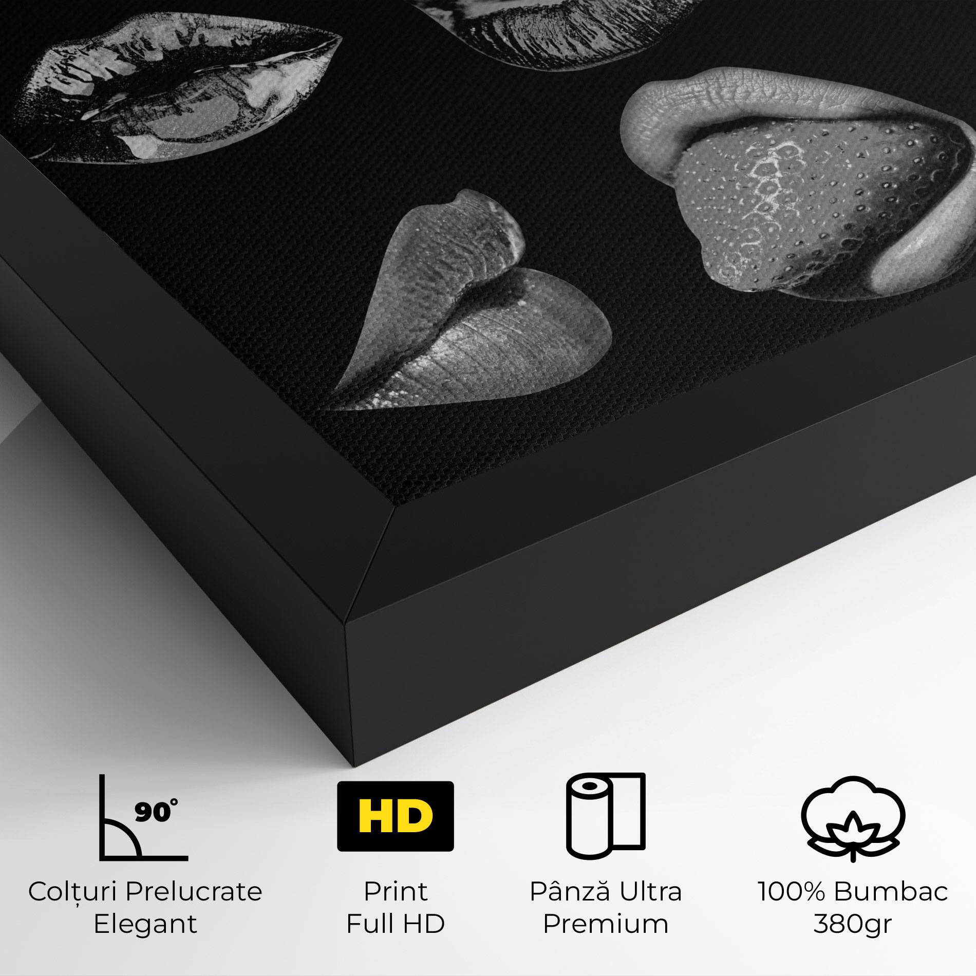 Tablou Canvas Grey Lips Collage mockup 4