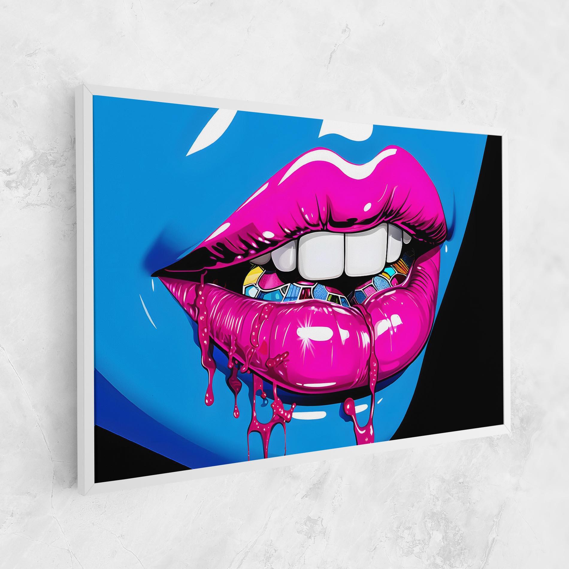 Tablou Canvas Blue Pink Lips Art mockup 1