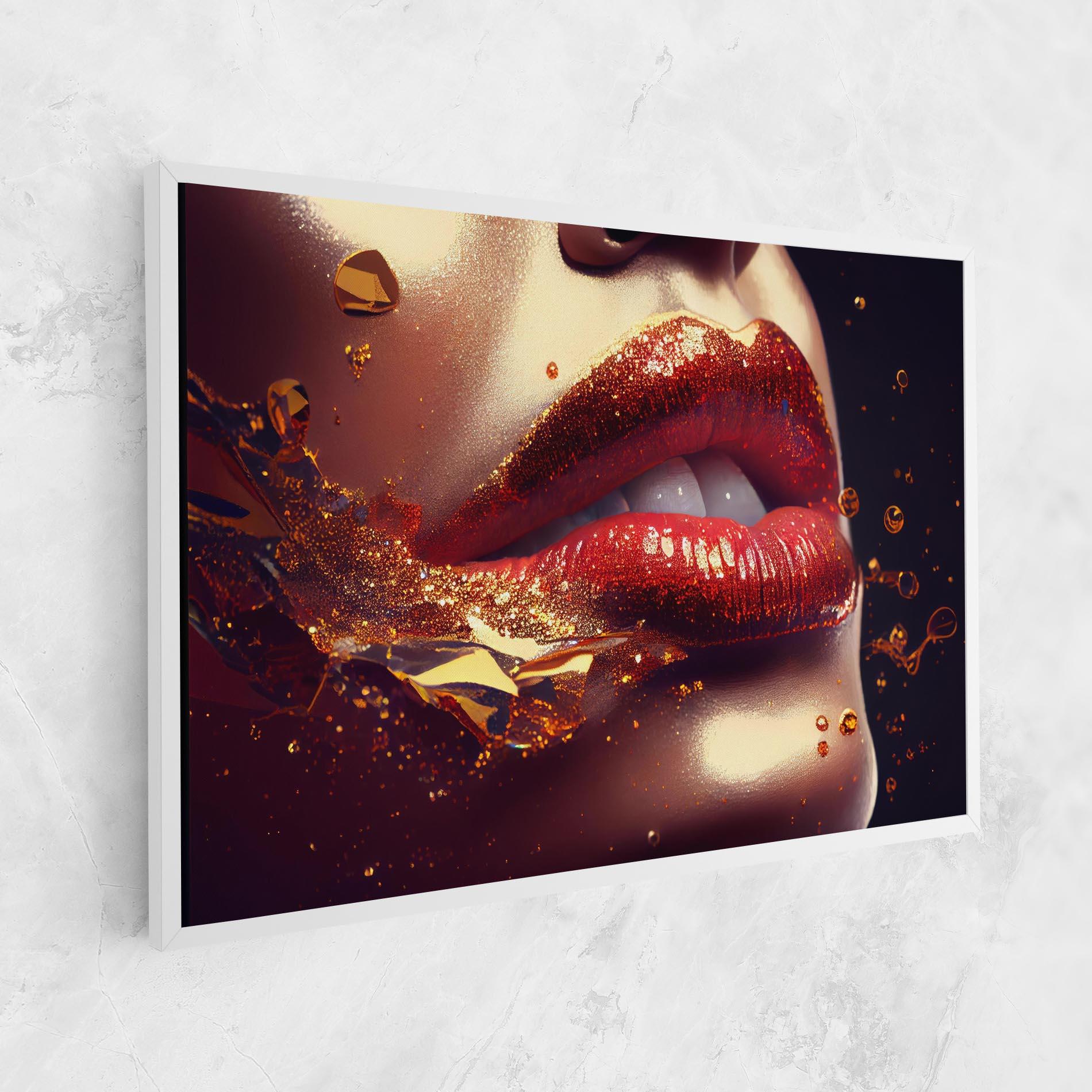Tablou Canvas Gold Glitter Lips mockup 1