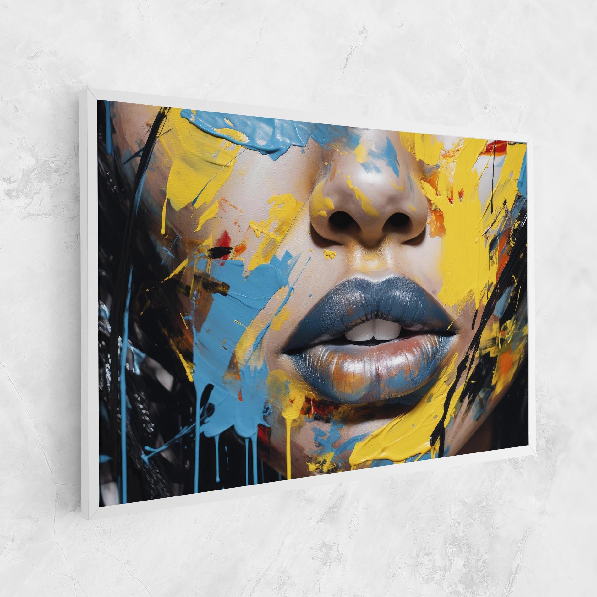 Tablou Canvas Yellow Blue Lips Art mockup 1