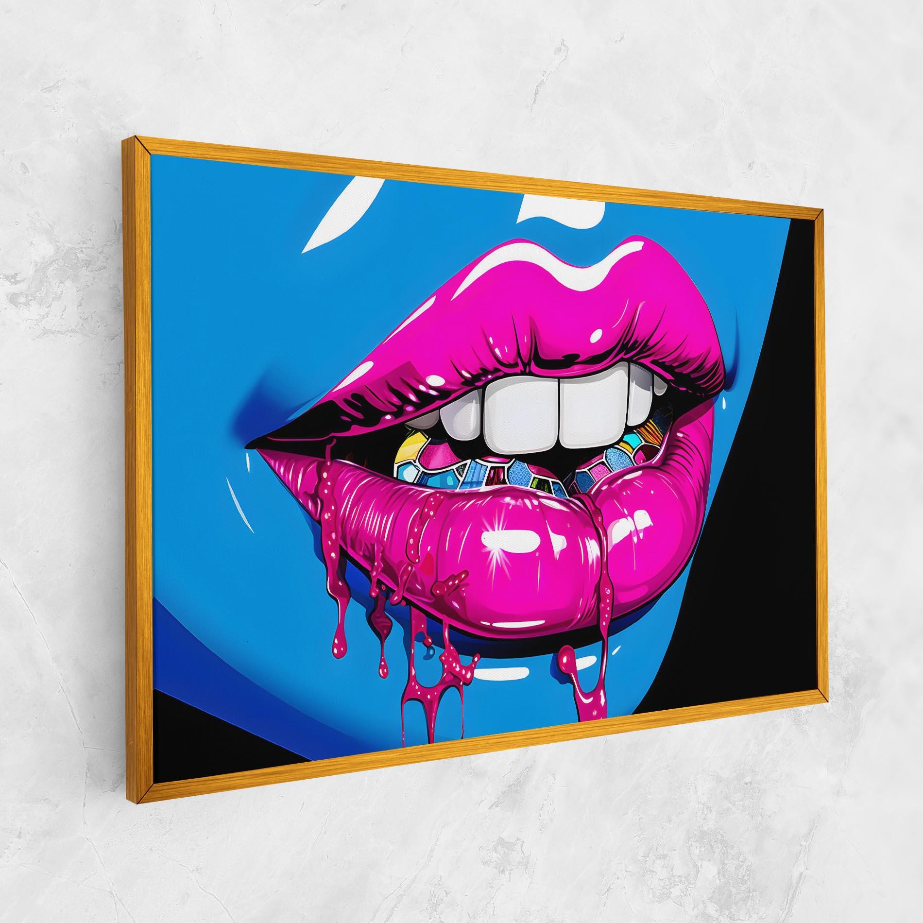 Tablou Canvas Blue Pink Lips Art mockup 1