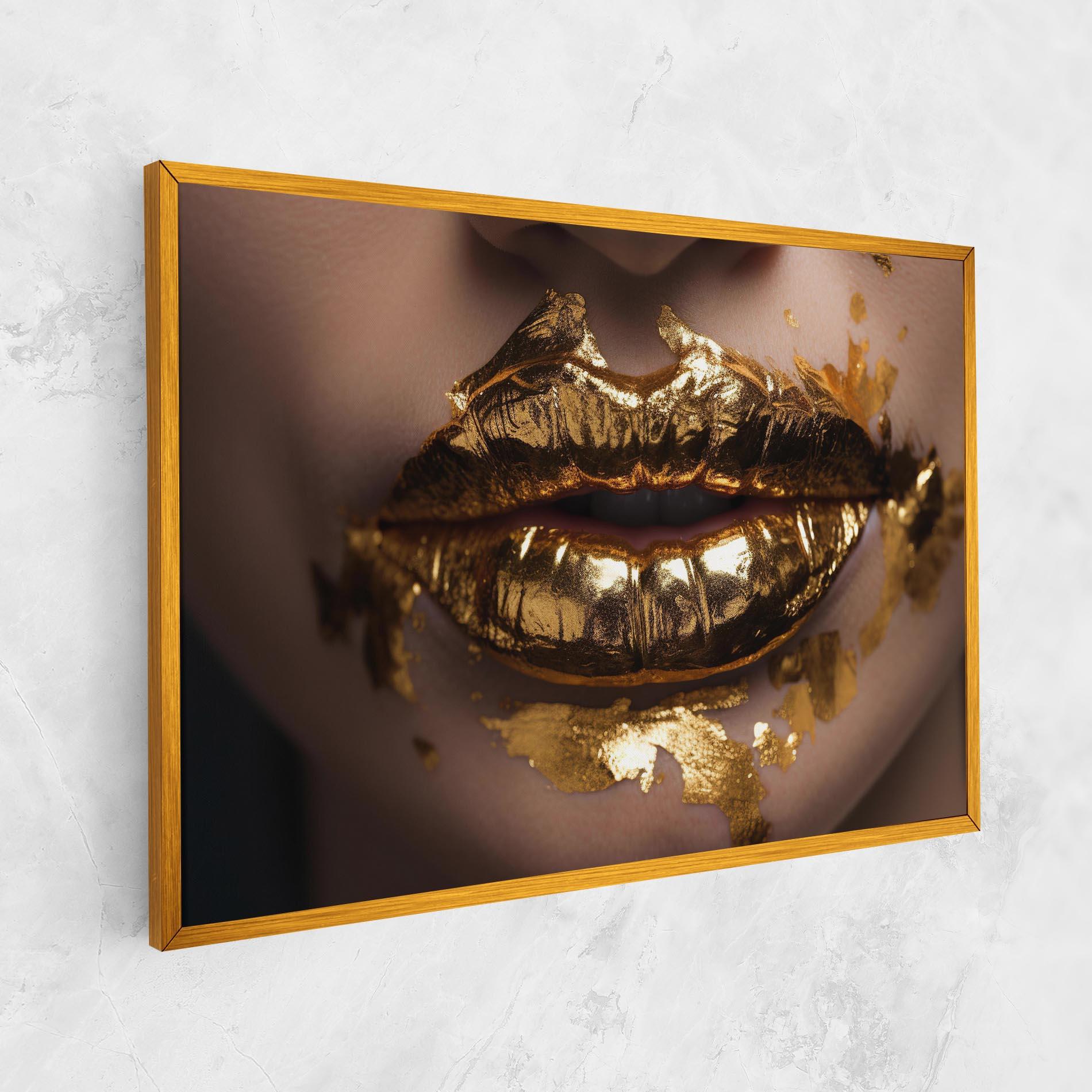 Tablou Canvas Close Gold Lips mockup 1