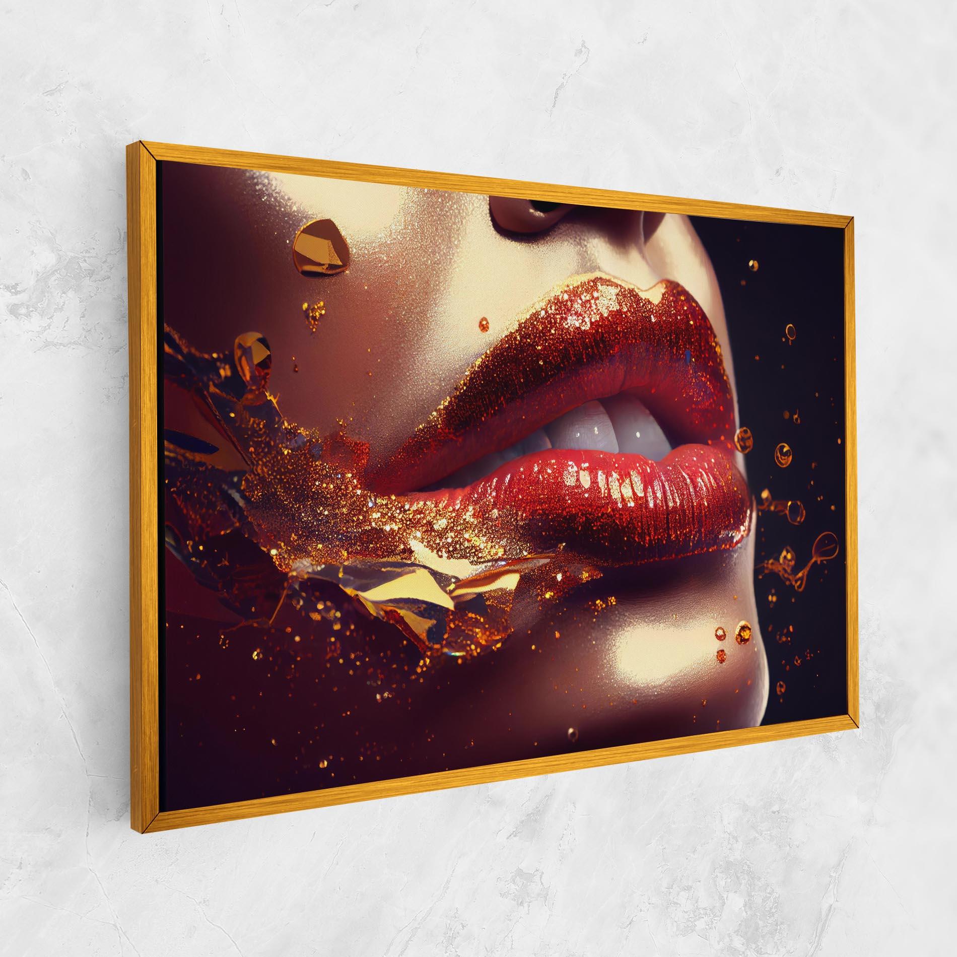Tablou Canvas Gold Glitter Lips mockup 1