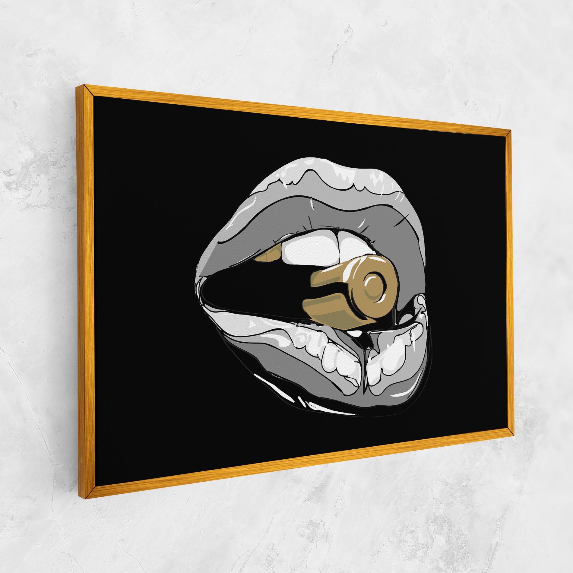 Tablou Canvas Grey Bullet Lips mockup 1