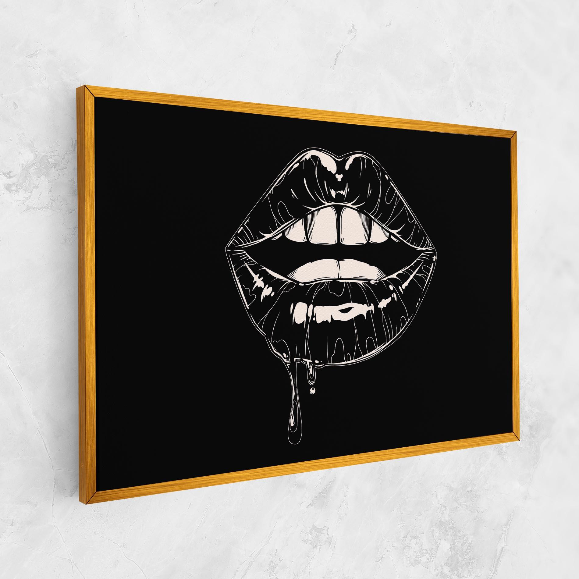 Tablou Canvas Open Lips On Black mockup 1