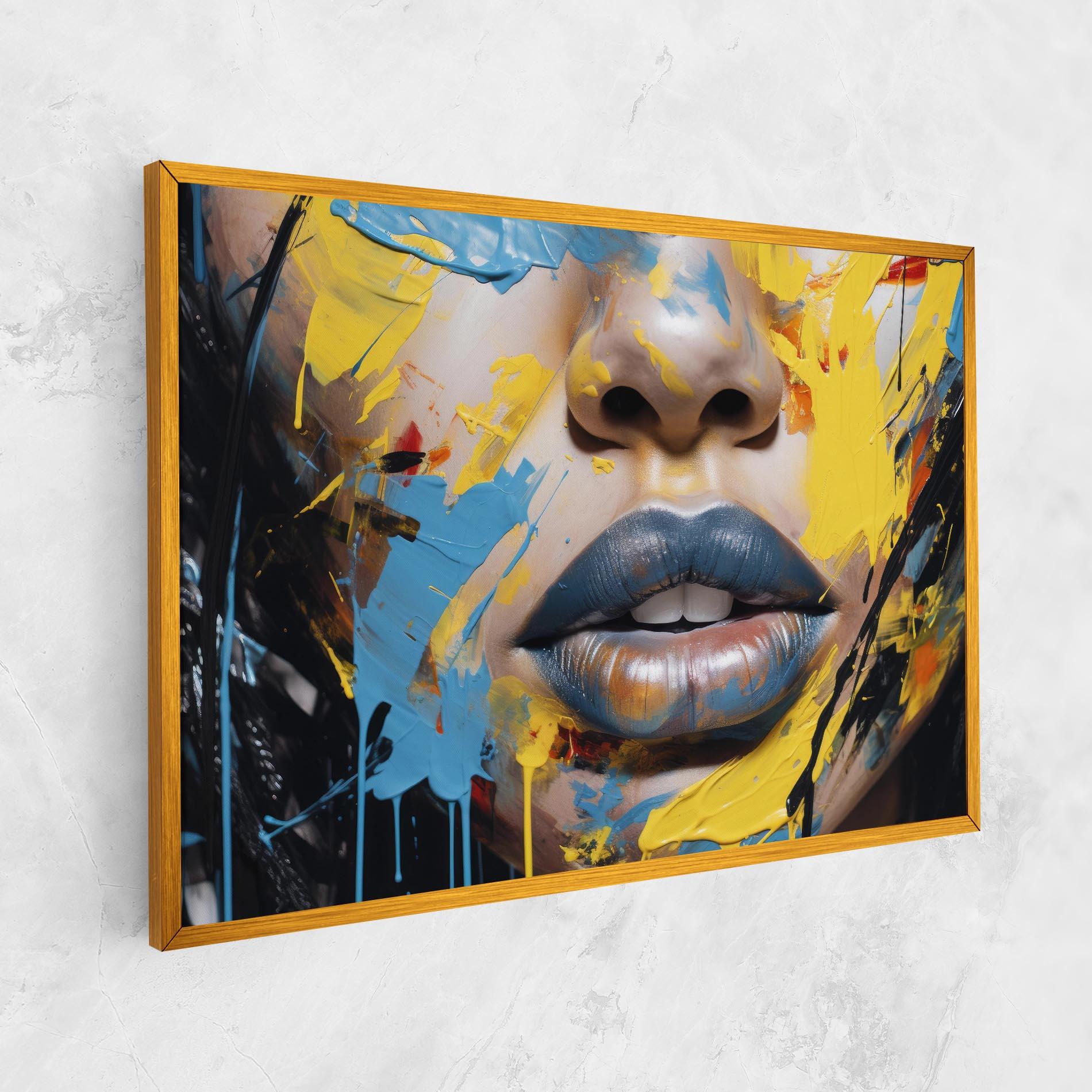 Tablou Canvas Yellow Blue Lips Art mockup 1