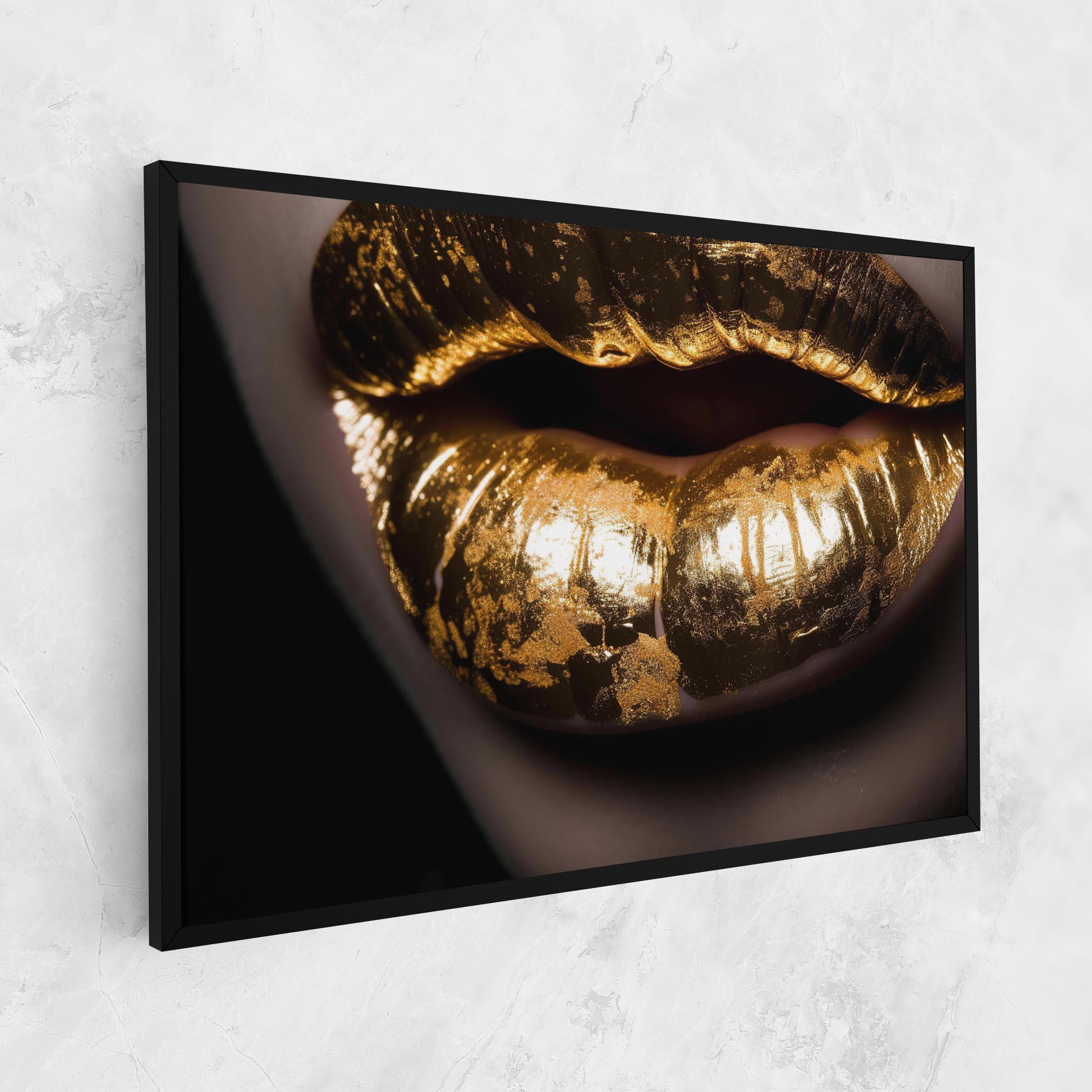 Tablou Canvas Big Gold Lips mockup 1