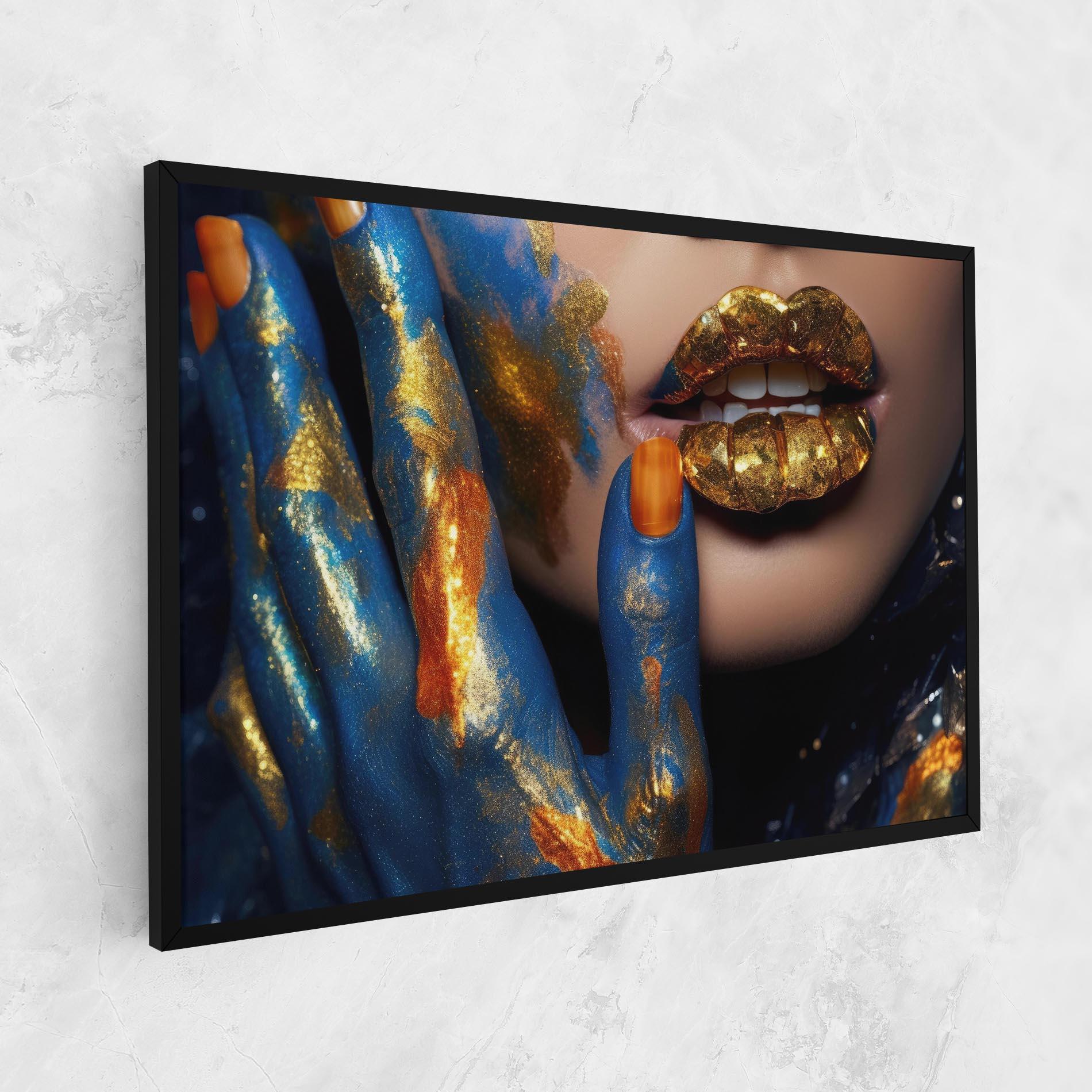 Tablou Canvas Blue Hand Lips mockup 1