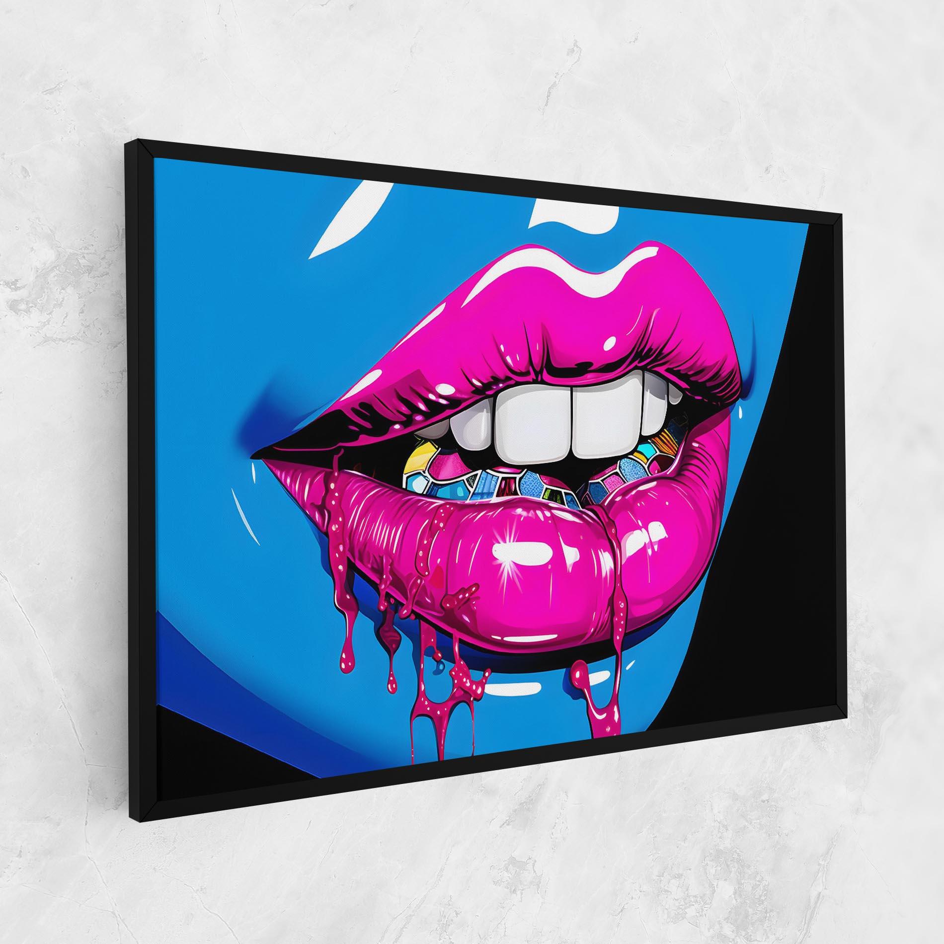 Tablou Canvas Blue Pink Lips Art mockup 1
