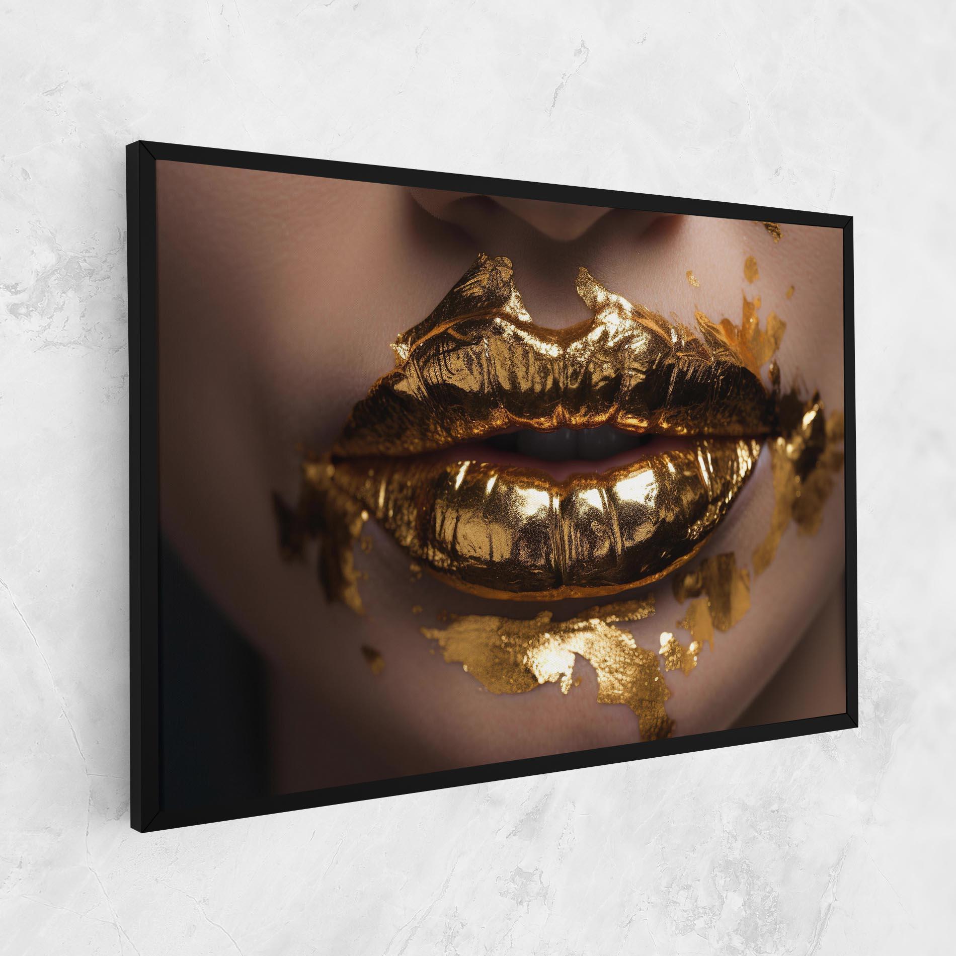 Tablou Canvas Close Gold Lips mockup 1