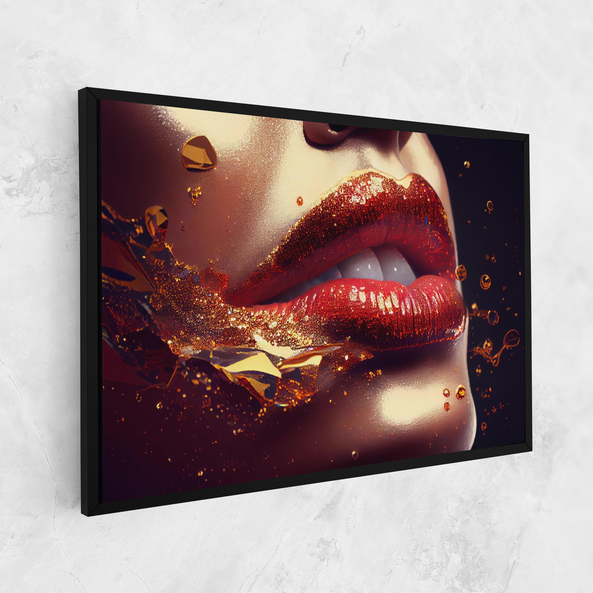 Tablou Canvas Gold Glitter Lips mockup 1