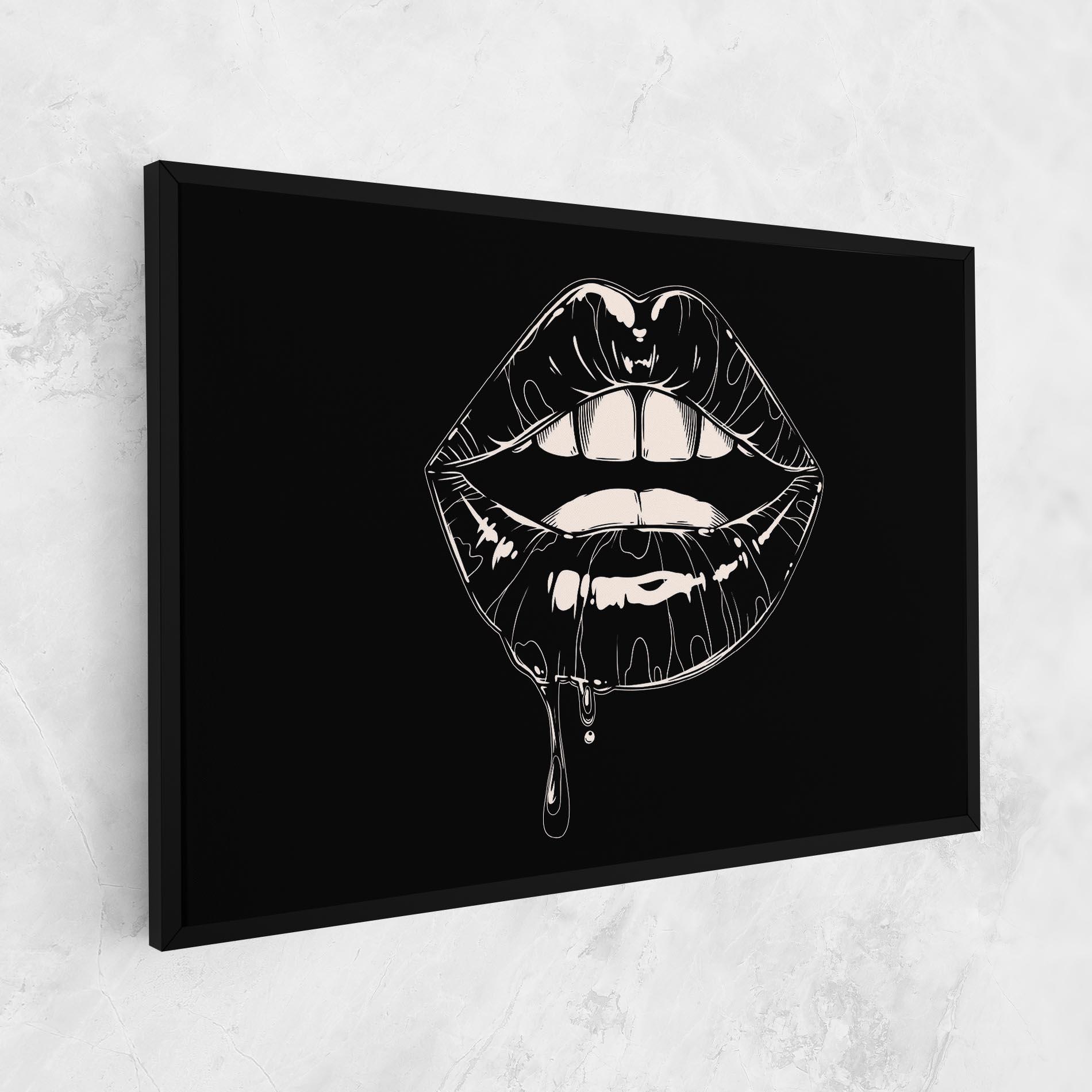 Tablou Canvas Open Lips On Black mockup 1