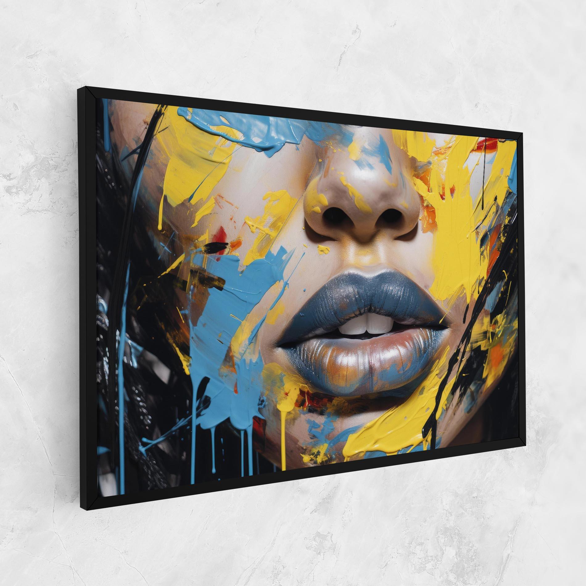 Tablou Canvas Yellow Blue Lips Art mockup 1