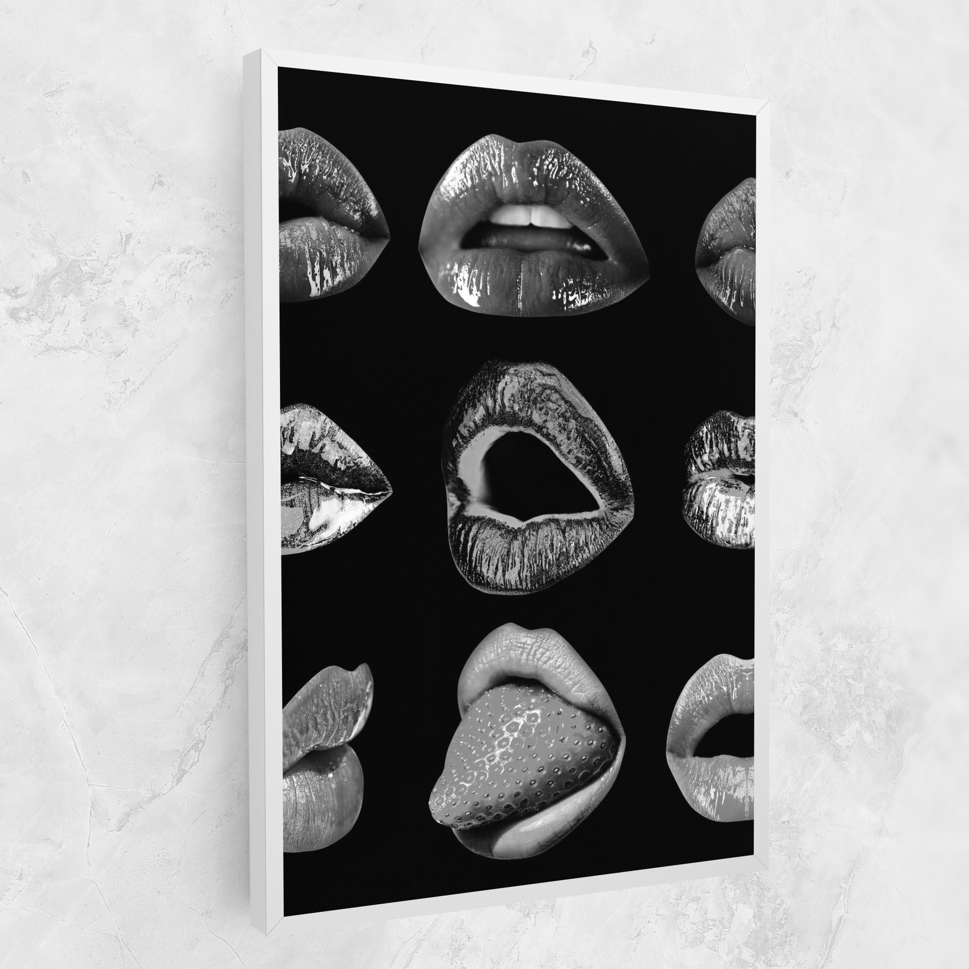 Tablou Canvas Grey Lips Collage mockup 1