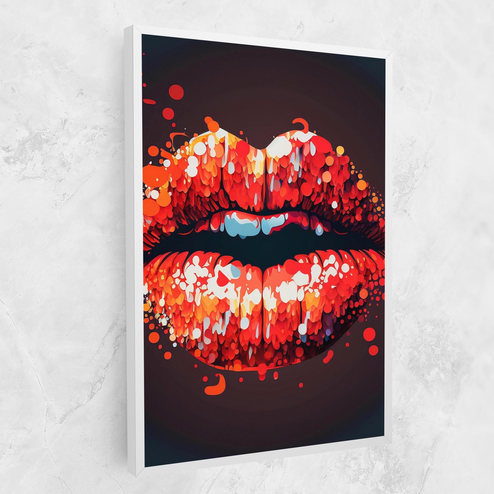 Tablou Canvas Red Lips With Word Lips It mockup 1