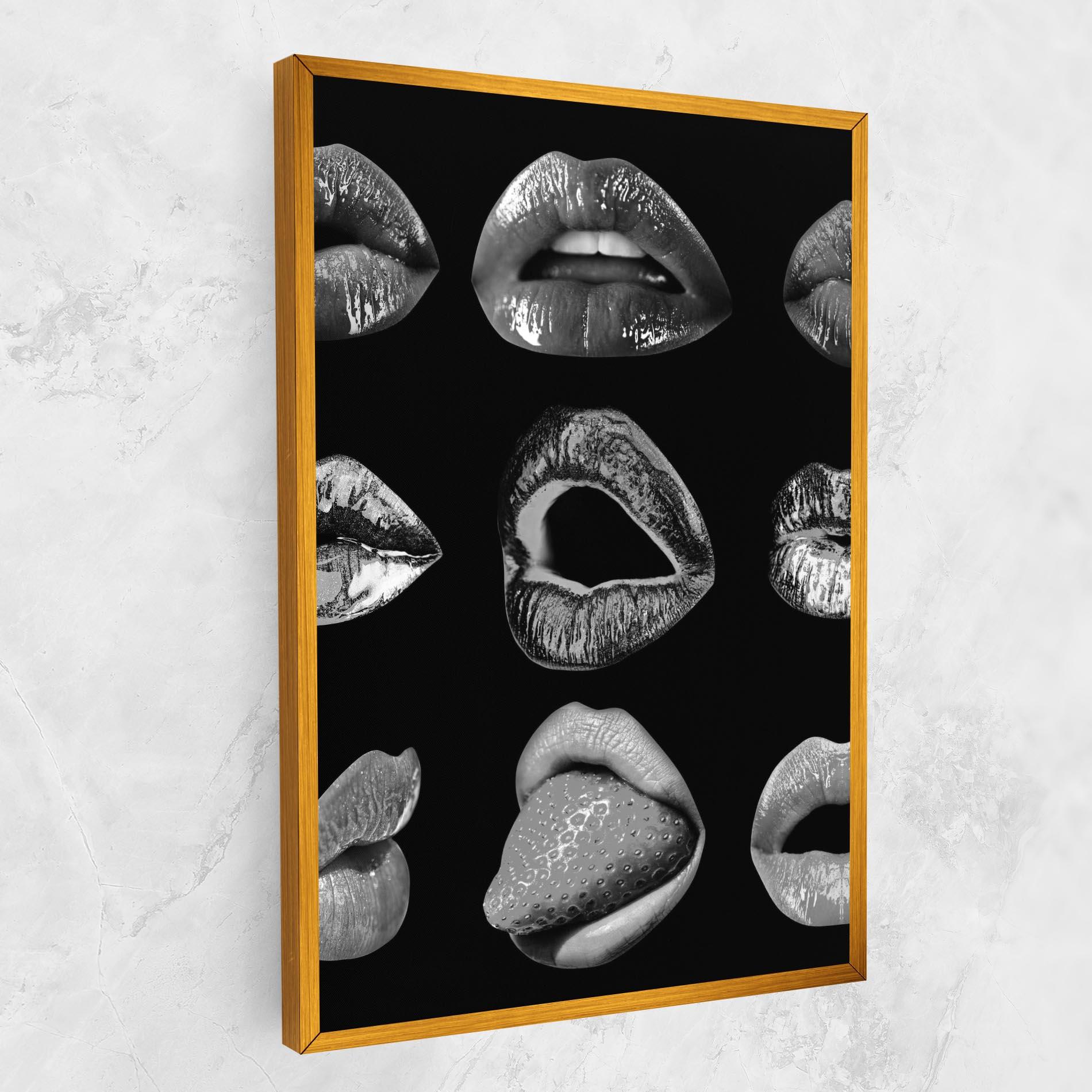 Tablou Canvas Grey Lips Collage mockup 1