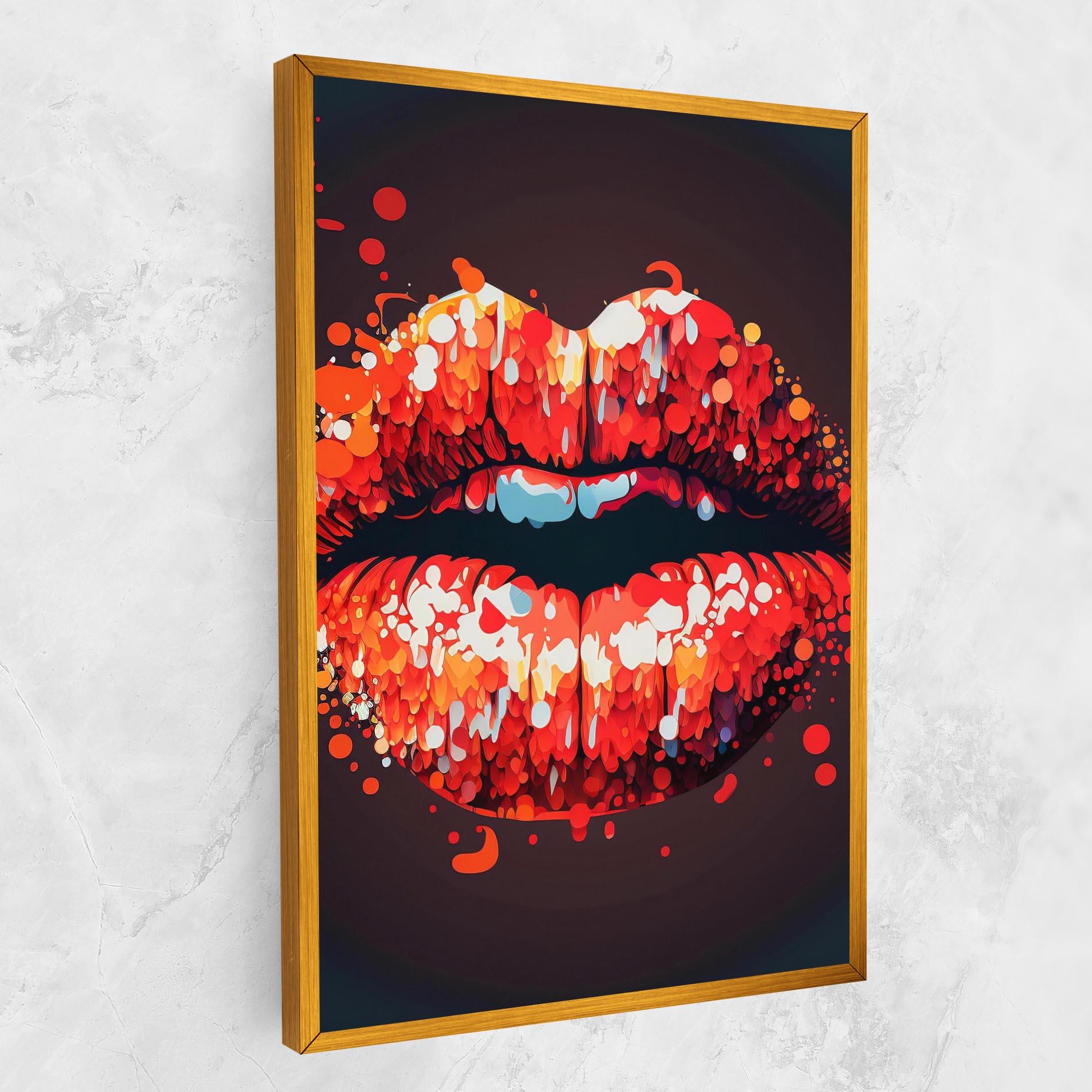 Tablou Canvas Red Lips With Word Lips It mockup 1