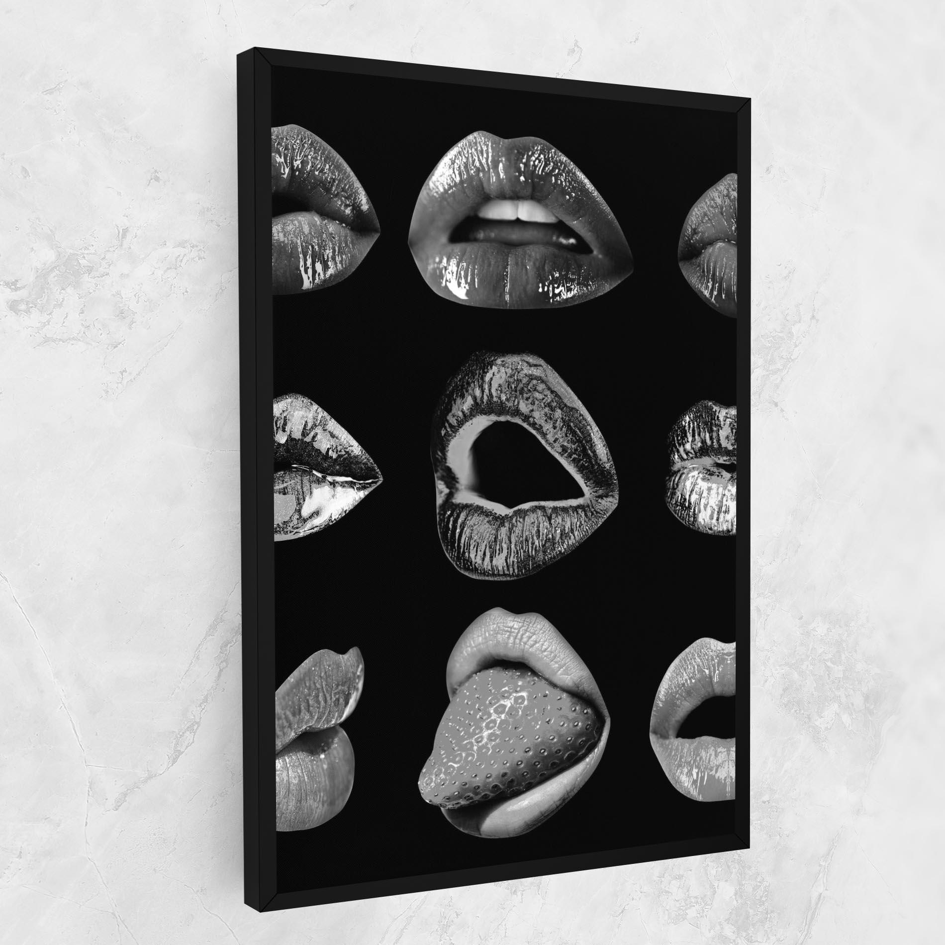 Tablou Canvas Grey Lips Collage mockup 1