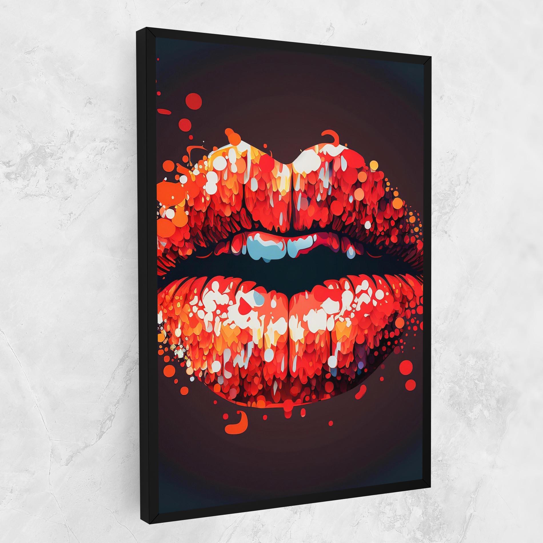 Tablou Canvas Red Lips With Word Lips It mockup 1