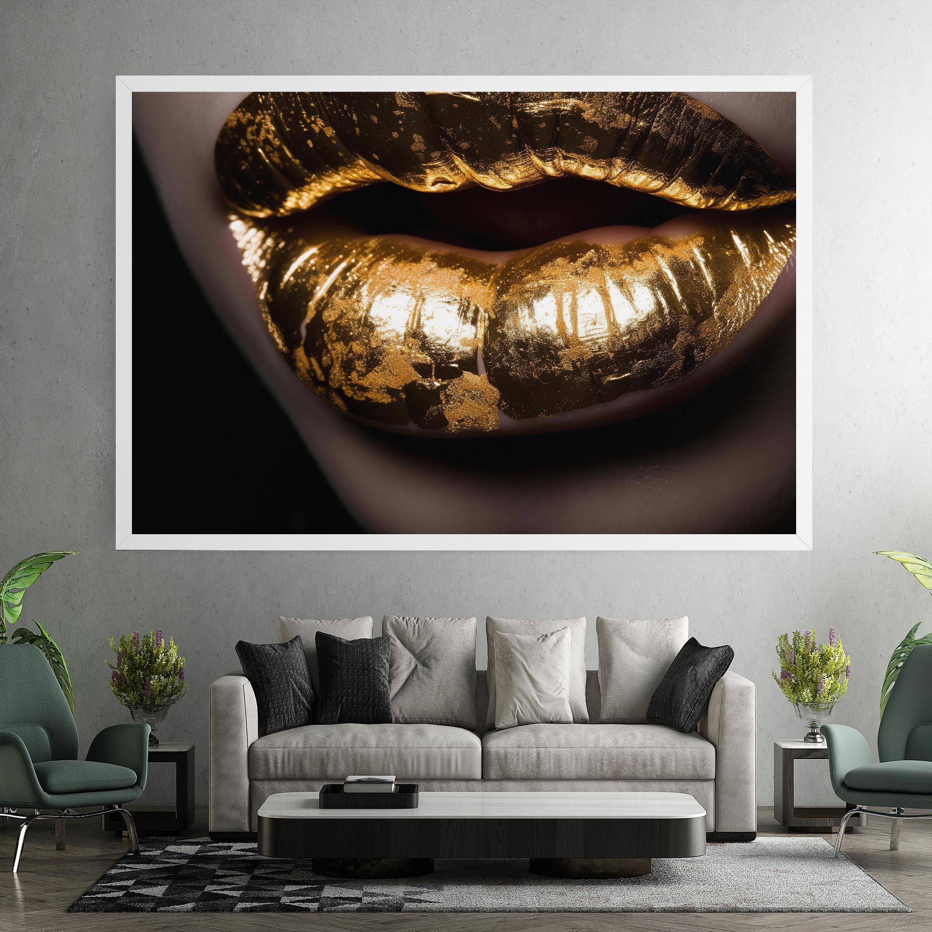 Tablou Canvas Big Gold Lips mockup 7